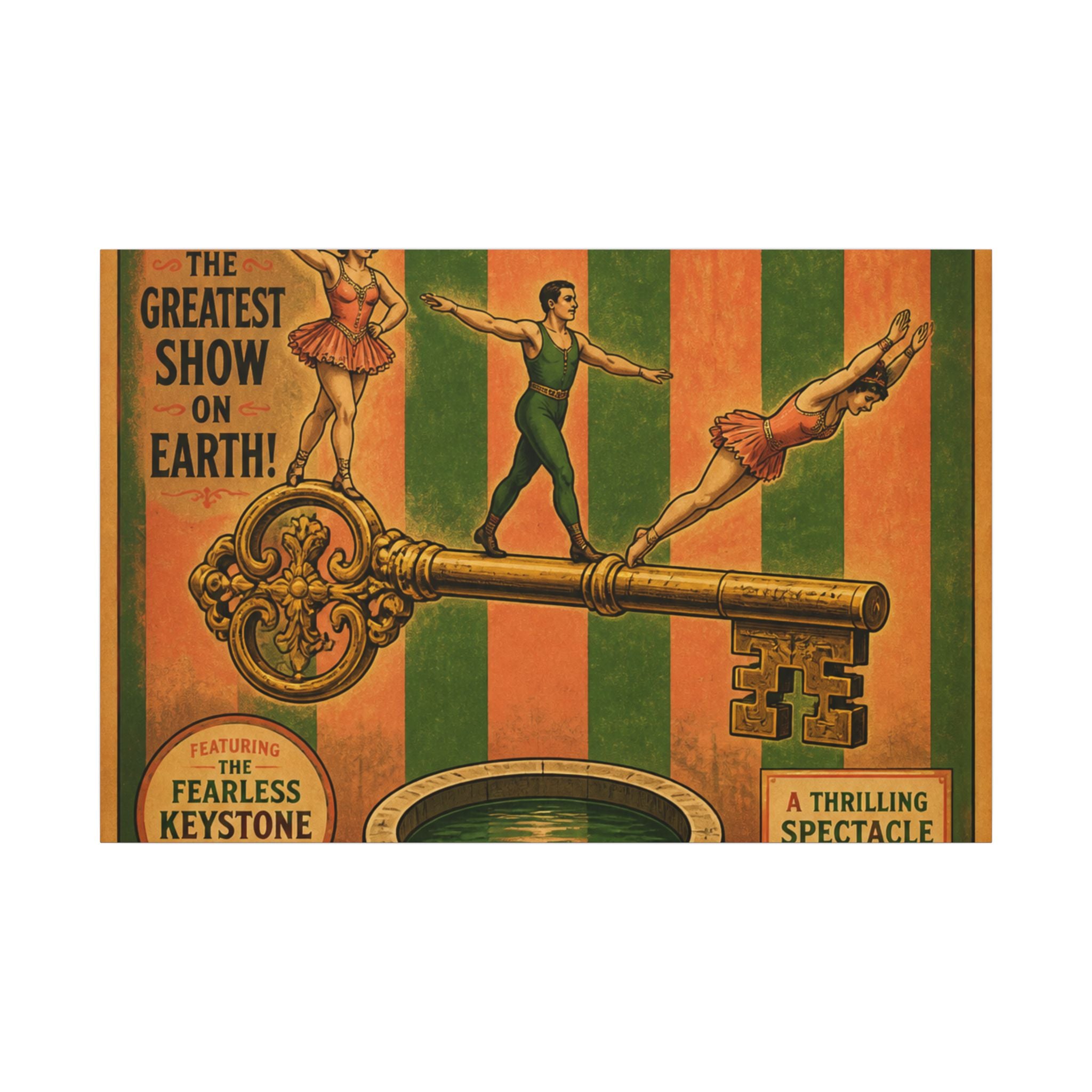 Giant Key Performance Wall Art Canvas 16×20 Vintage Circus Kitchen Decor Maximalist Print