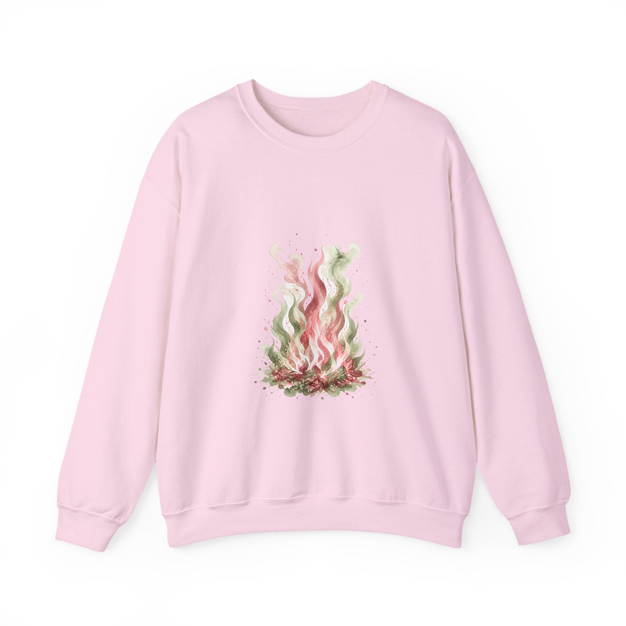 Matching Couple Sweatshirt - Wildfire & Waterfall Matching Couple Premium Fleece Sweatshirt Watercolor Art His Hers Birthday Gift - Design A