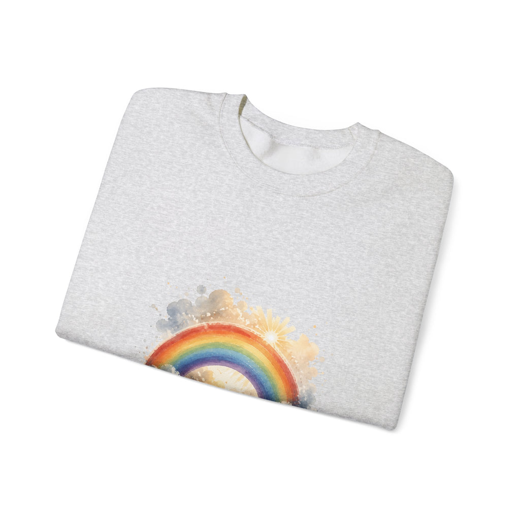 Matching Couple Sweatshirt - Storm & Rainbow Matching Couple Crewneck Sweatshirt Watercolor Art His Hers Engagement Gift - Design B