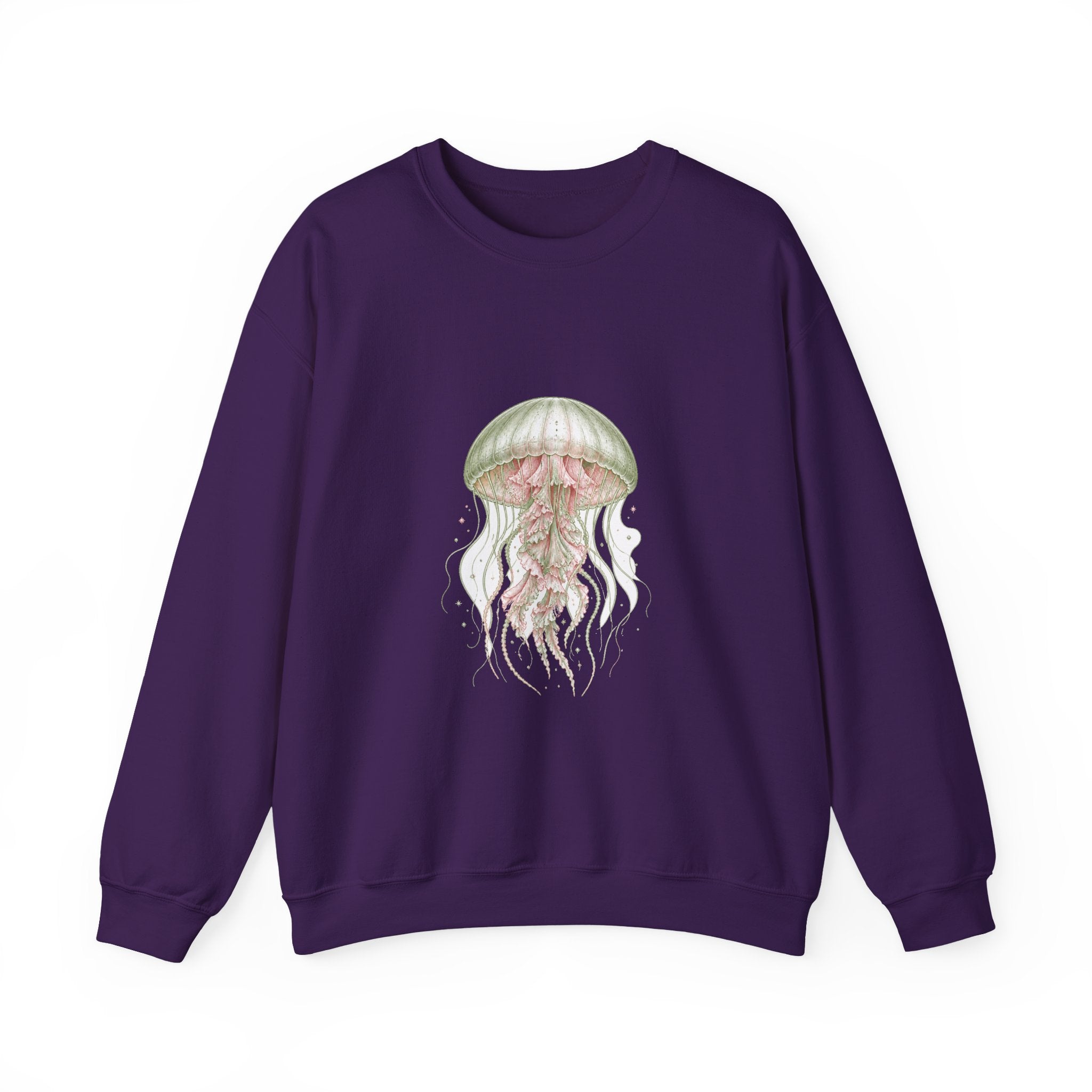 Matching Couple Sweatshirt - Octopus & Jellyfish Matching Couple Premium Fleece Sweatshirt Vintage Art His Hers Honeymoon Gift - Design B
