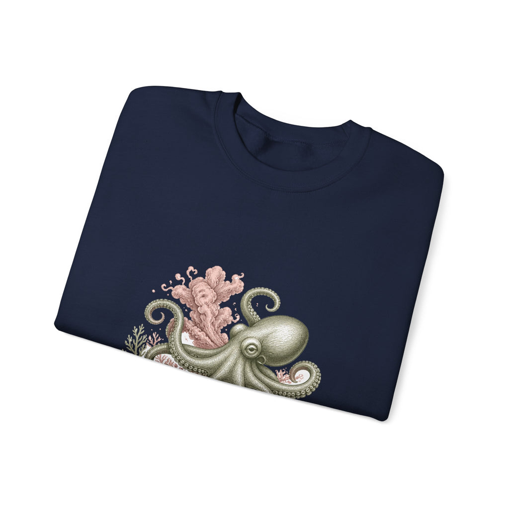 Matching Couple Sweatshirt - Octopus & Jellyfish Matching Couple Premium Fleece Sweatshirt Vintage Art His Hers Honeymoon Gift - Design A