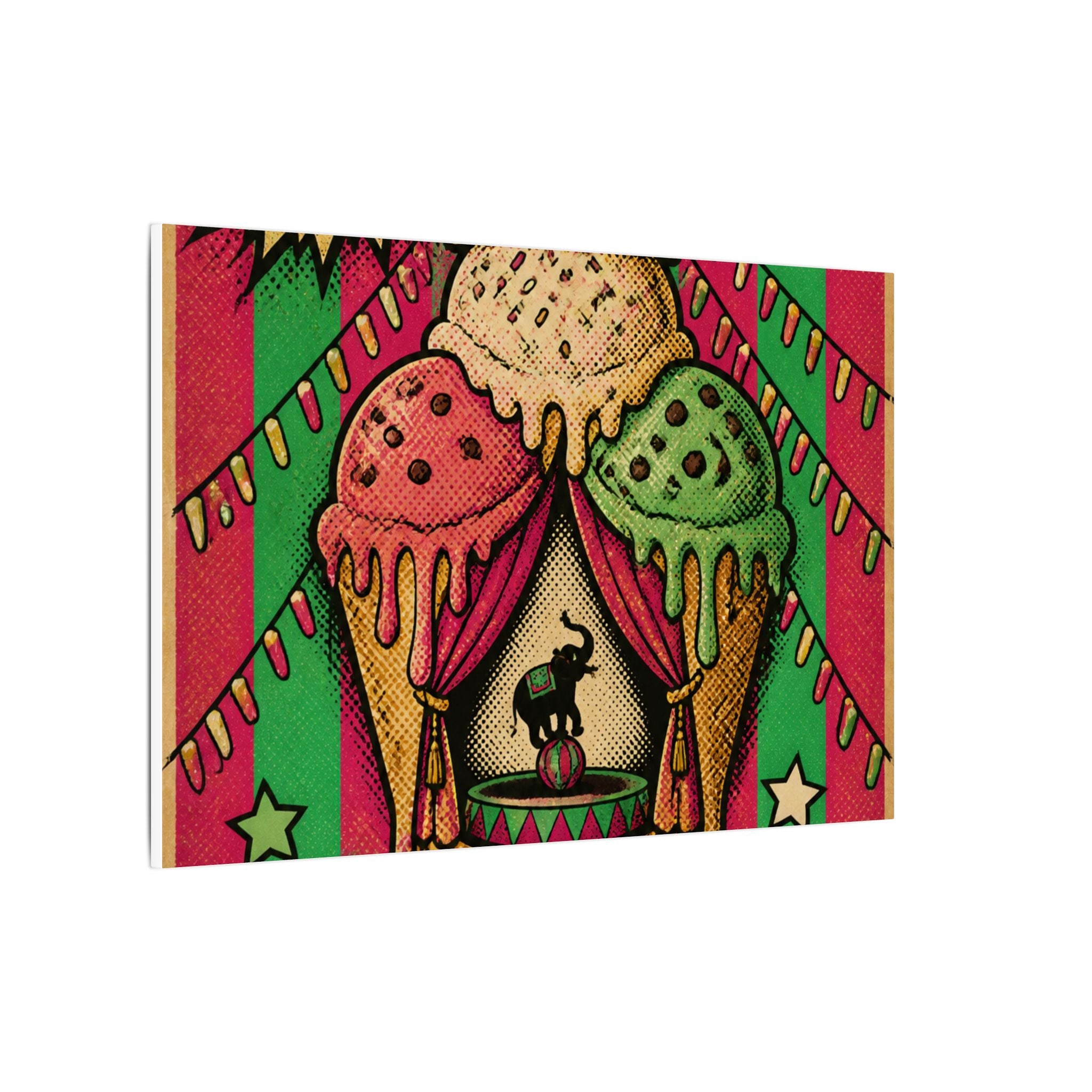 Ice Cream Cone Circus Tent Wall Art Canvas 16×20 Pop Art Living Room Decor Maximalist Print