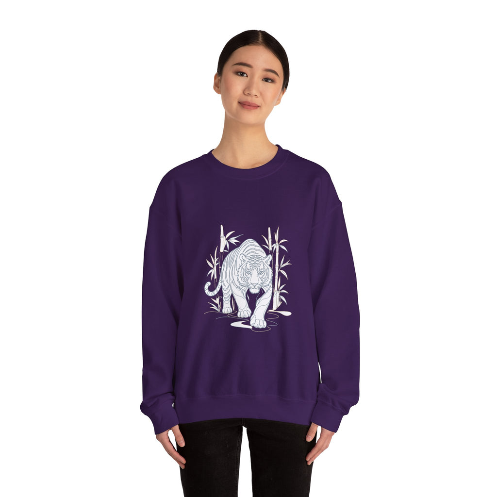 Matching Couple Sweatshirt - Tiger & Crane Matching Couple Crewneck Sweatshirt Minimalist Art His Hers Valentine Gift - Design A