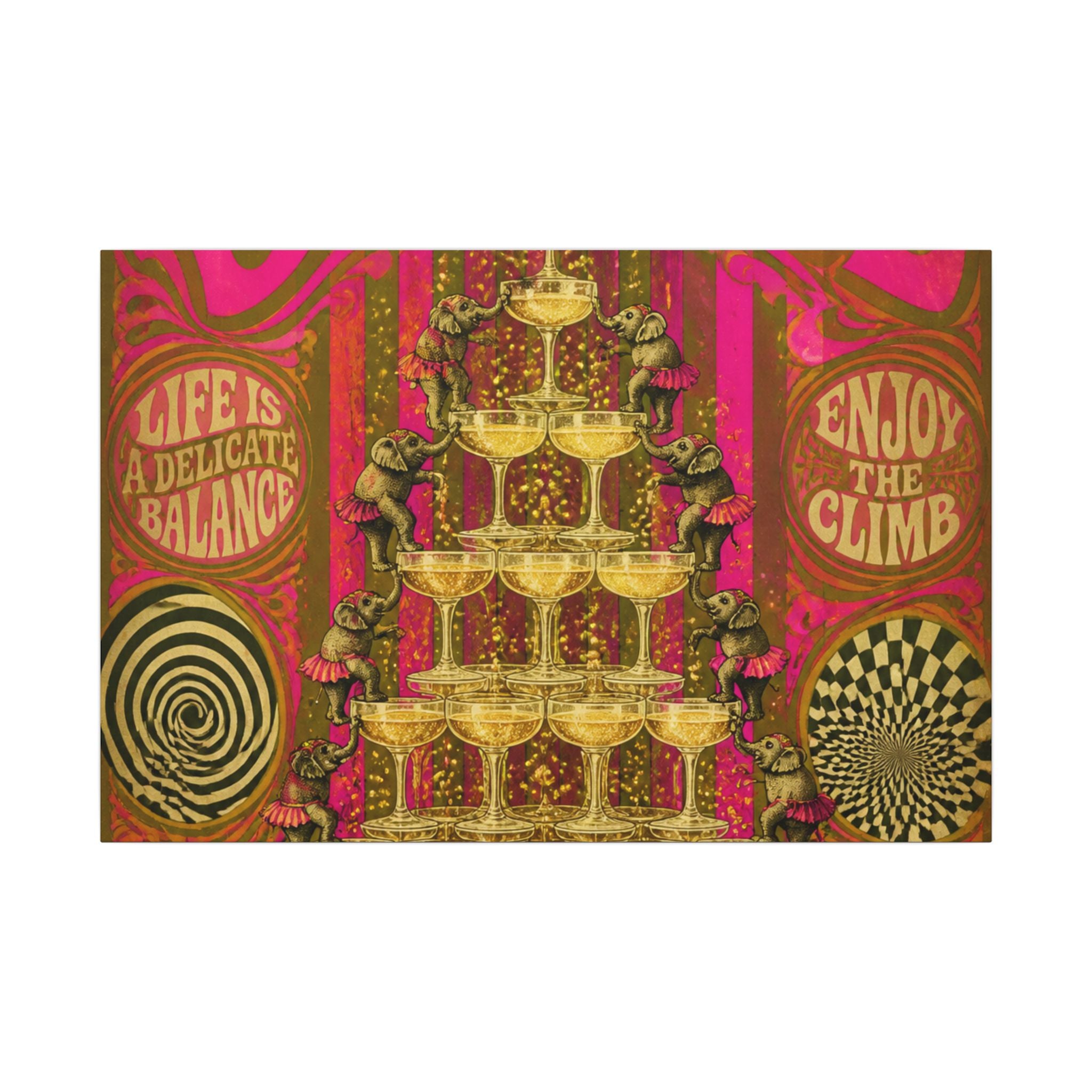 Champagne Tower Elephants Wall Art Canvas 16×20 Psychedelic Cafe Decor Maximalist Print