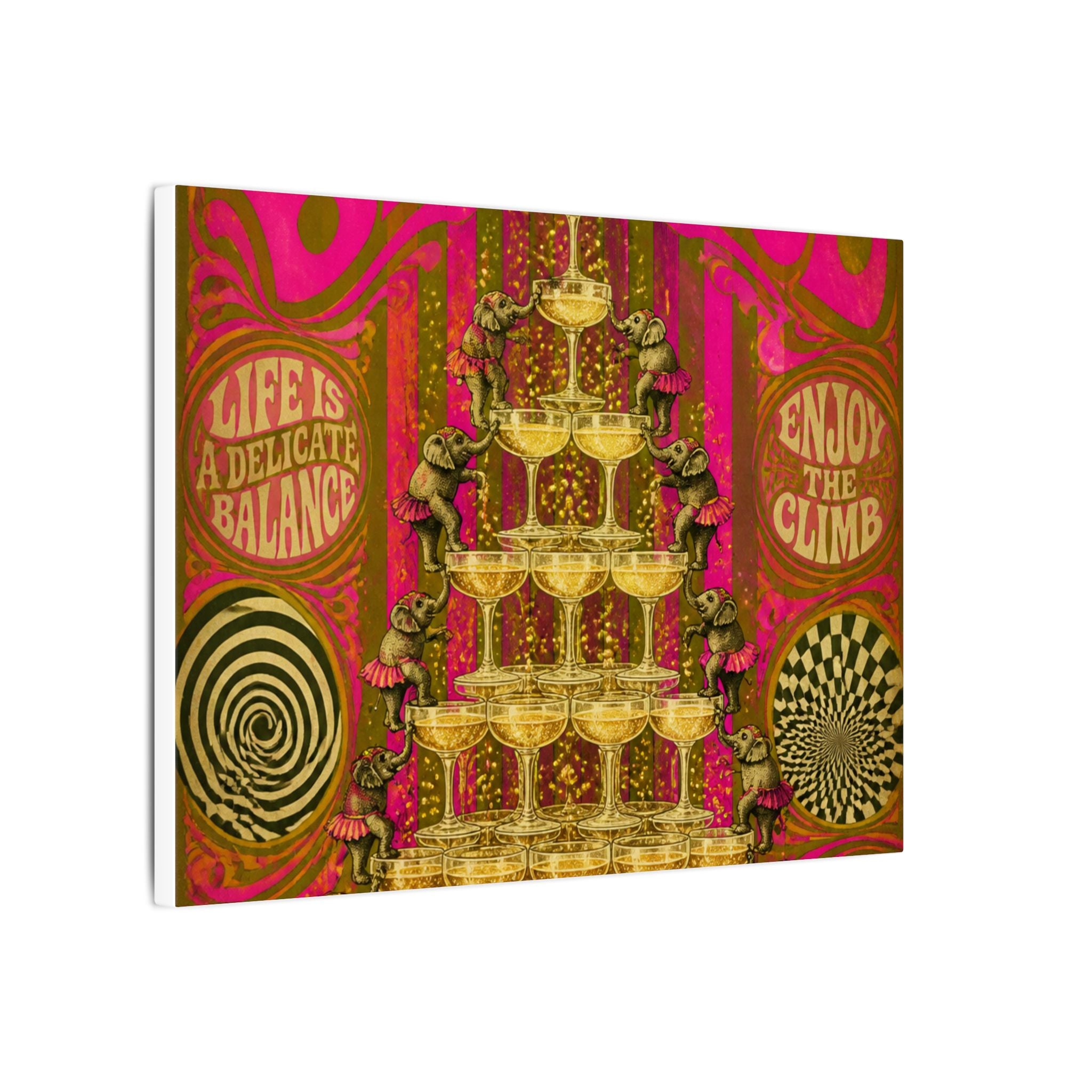 Champagne Tower Elephants Wall Art Canvas 16×20 Psychedelic Cafe Decor Maximalist Print