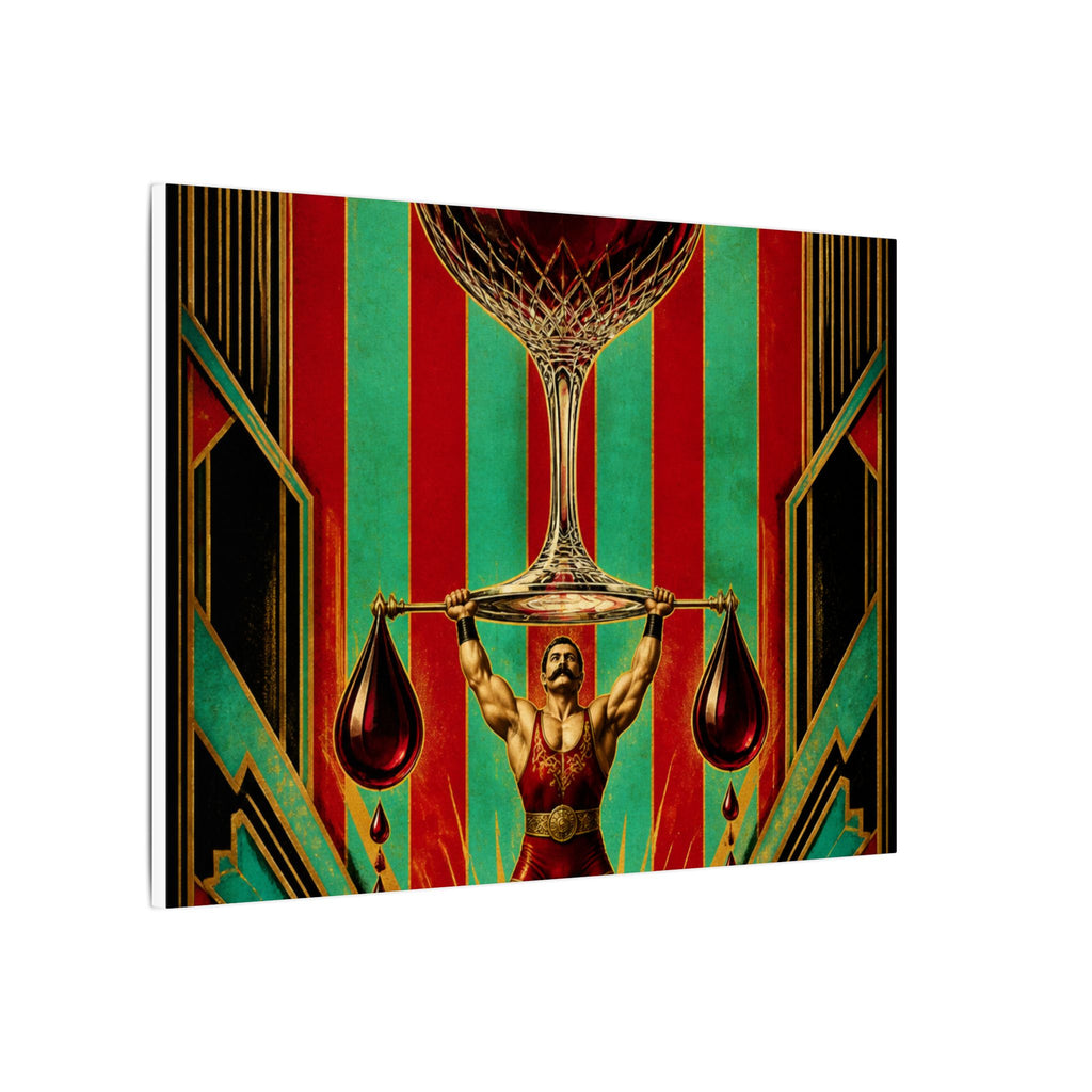 Wine Glass Strongman Wall Art Canvas 24×36 Art Deco Bar Area Decor Maximalist Print