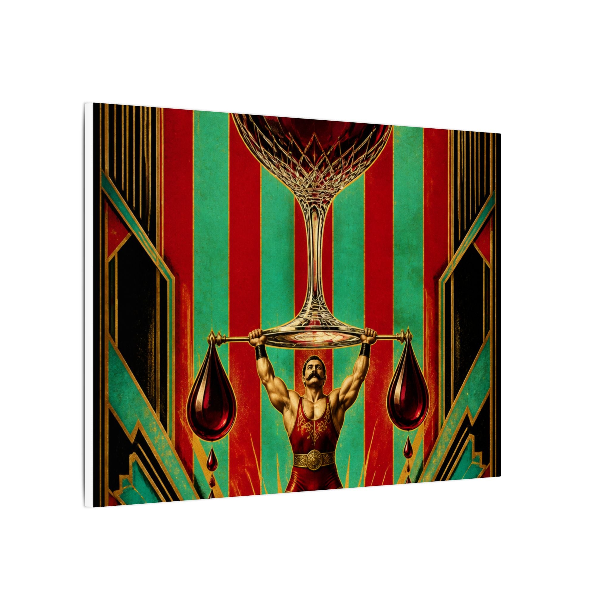Wine Glass Strongman Wall Art Canvas 24×36 Art Deco Bar Area Decor Maximalist Print