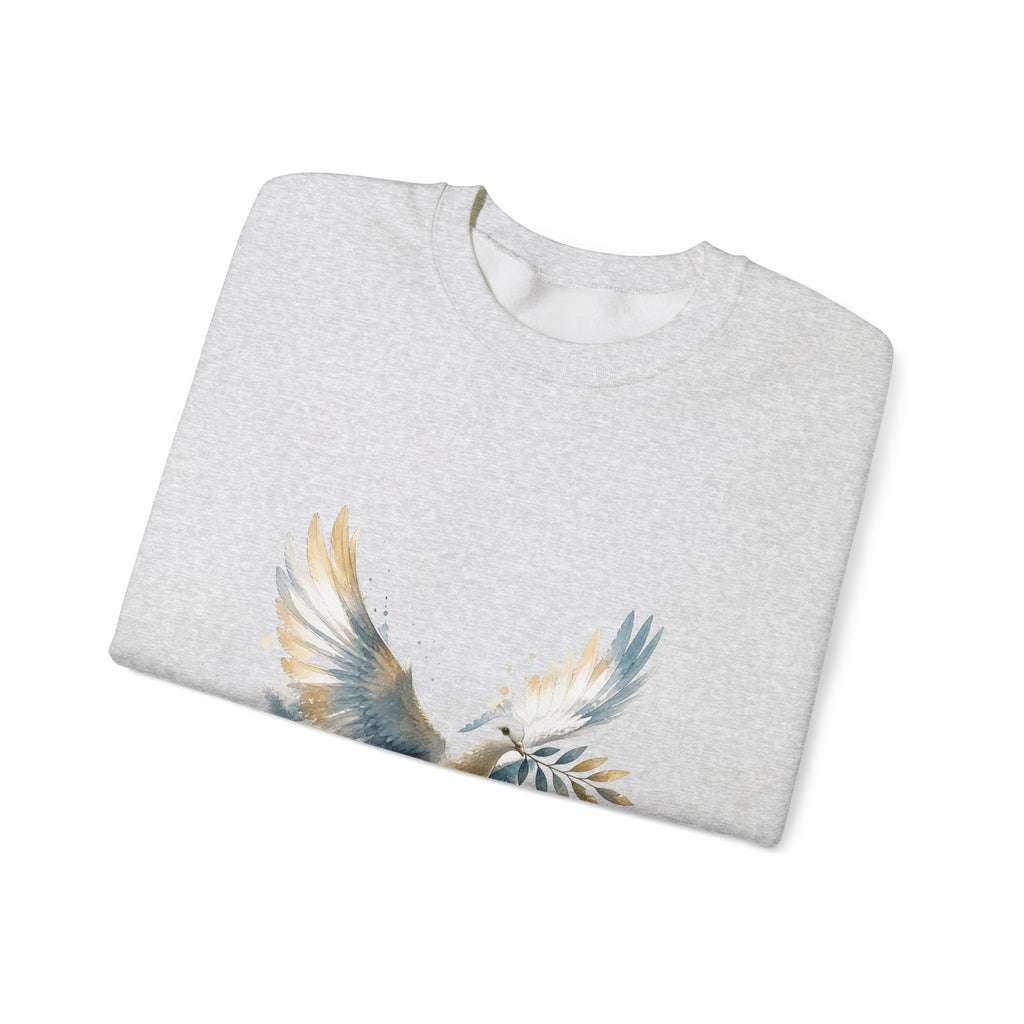 Matching Couple Sweatshirt - Wolf & Dove Matching Couple Premium Fleece Sweatshirt Watercolor Art His Hers Birthday Gift - Design B