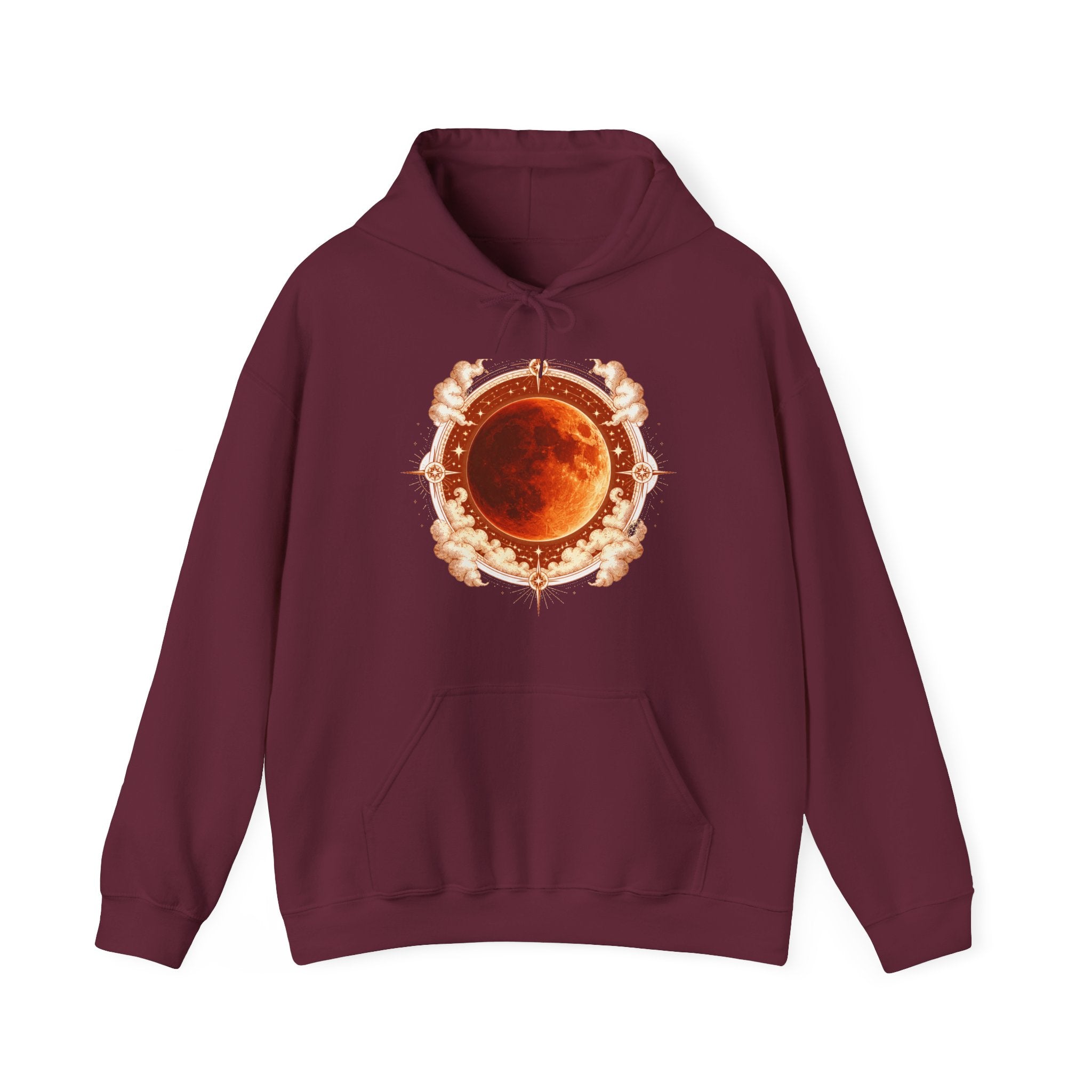 Matching Couple Sweatshirt - Solar & Lunar Eclipse Matching Couple Hooded Sweatshirt Vintage Art His Hers Wedding Gift - Design B