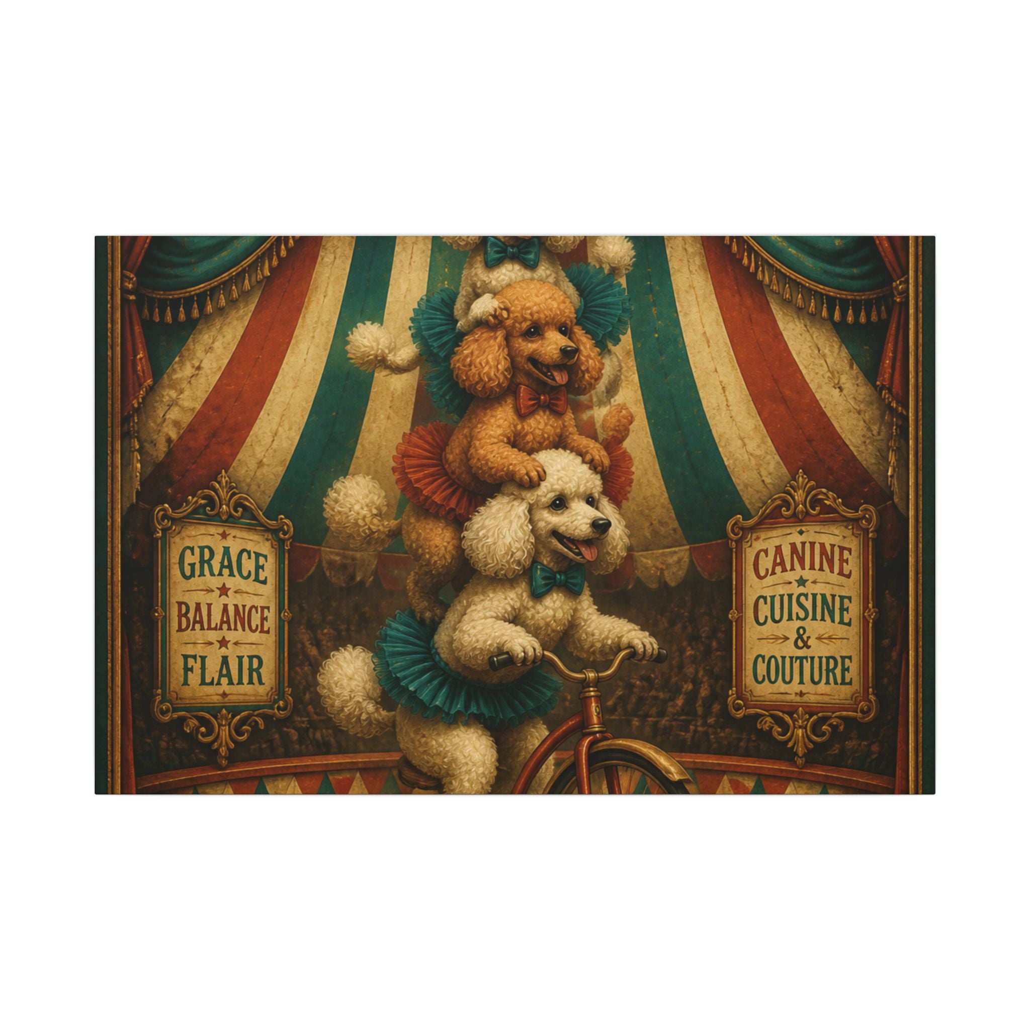Poodle Stack Bicycle Wall Art Canvas 16×20 Baroque Home Office Decor Maximalist Print