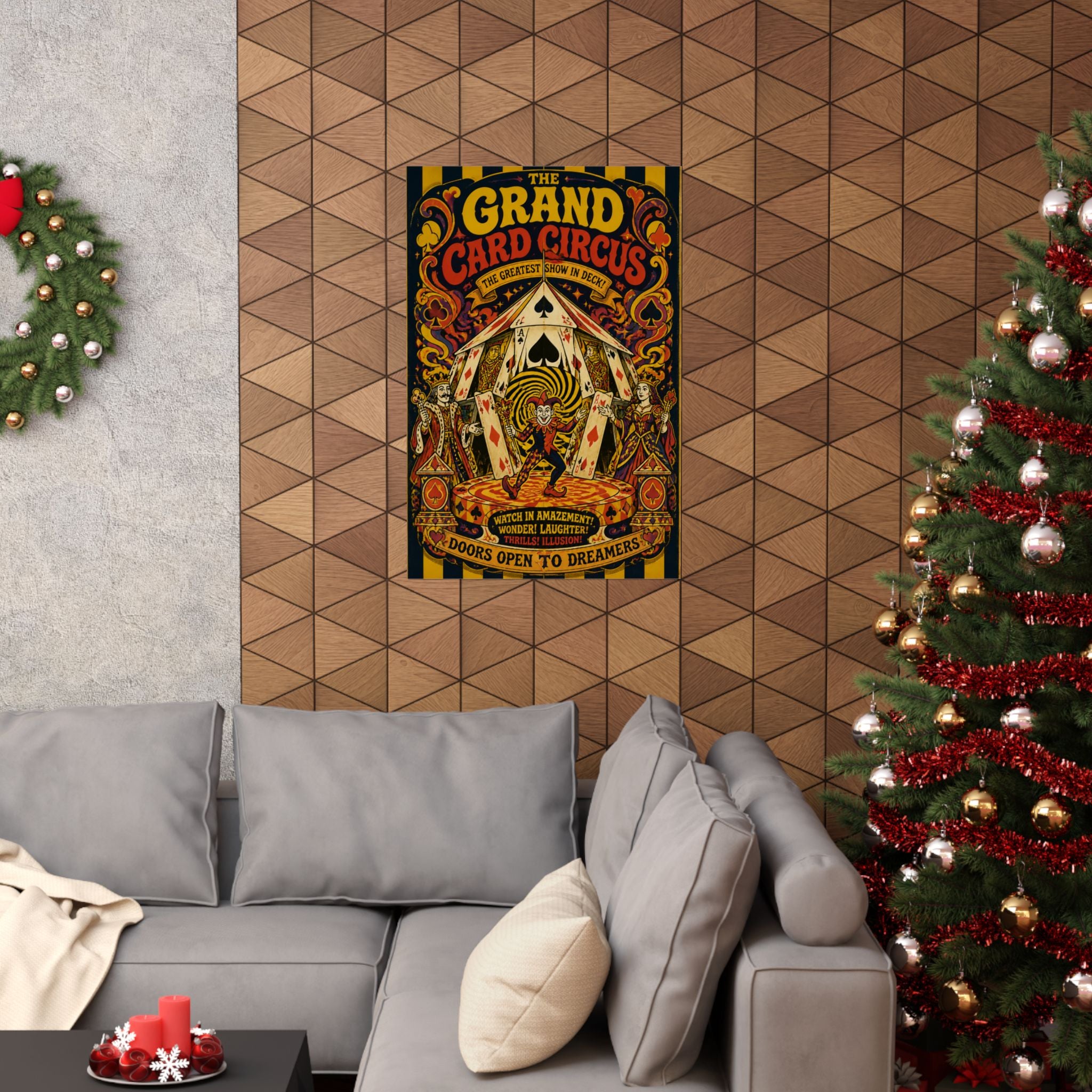Playing Cards Tent Wall Art Poster 24×36 Psychedelic Dining Room Decor Maximalist Print