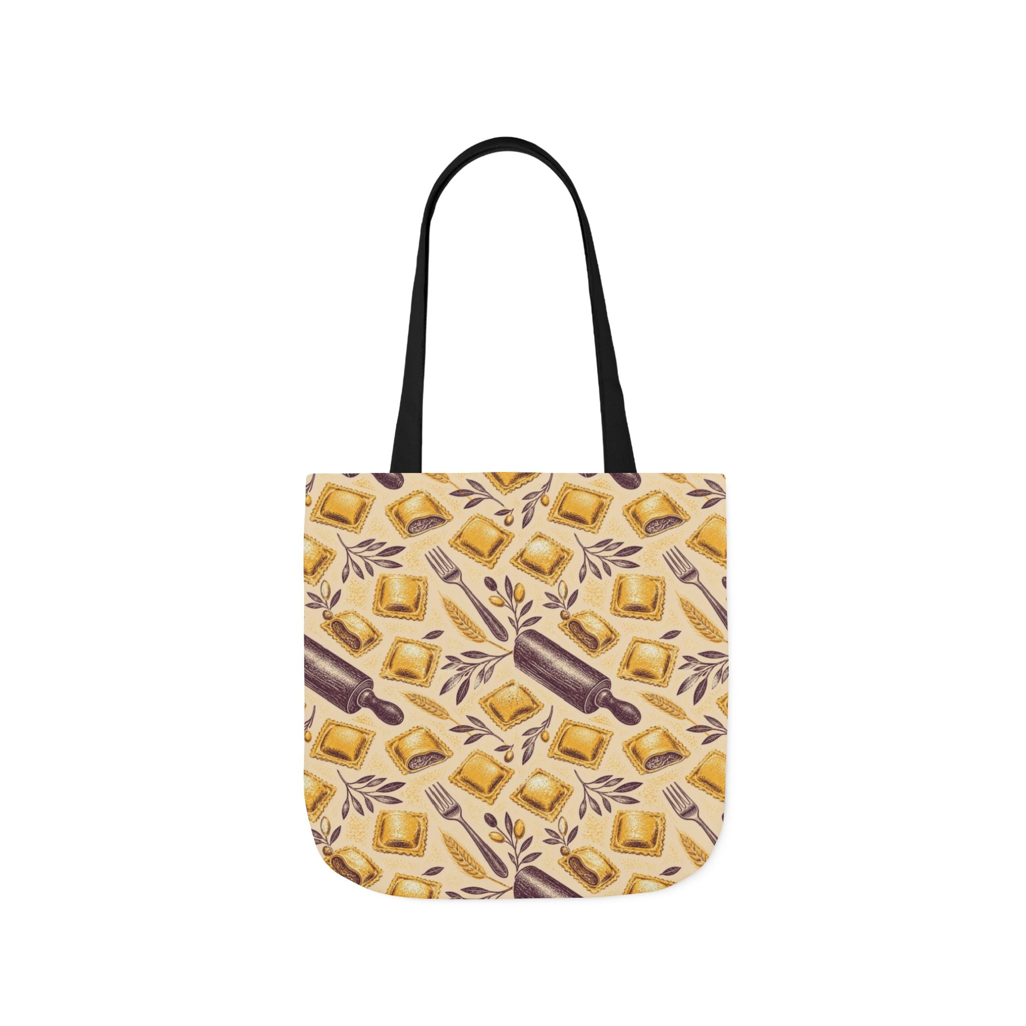 Fresh Ravioli Canvas Tote Bag Mediterranean Kitchen Linocut Design Italian Cottagecore Gift