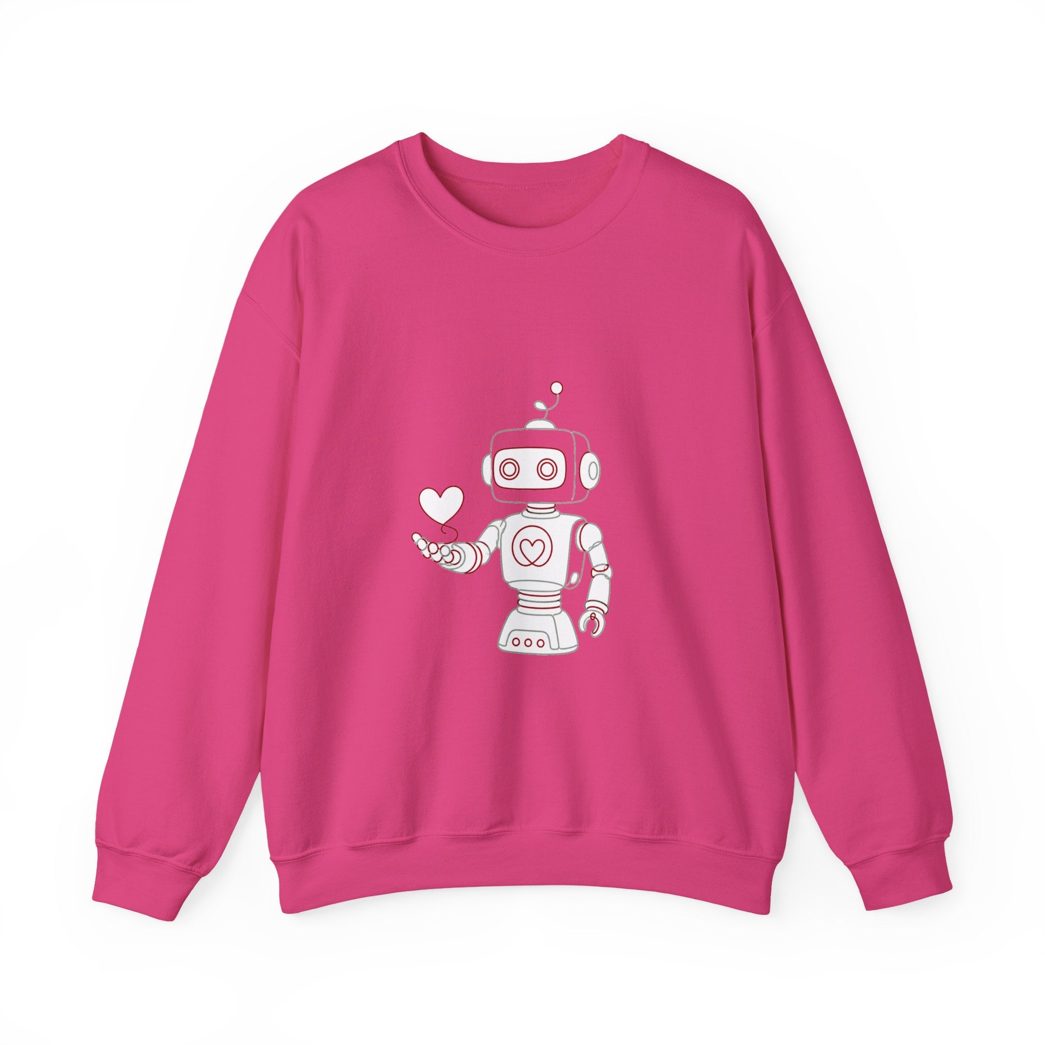 Matching Couple Sweatshirt - Robot & Heart Matching Couple Premium Fleece Sweatshirt Minimalist Art His Hers Christmas Gift - Design A