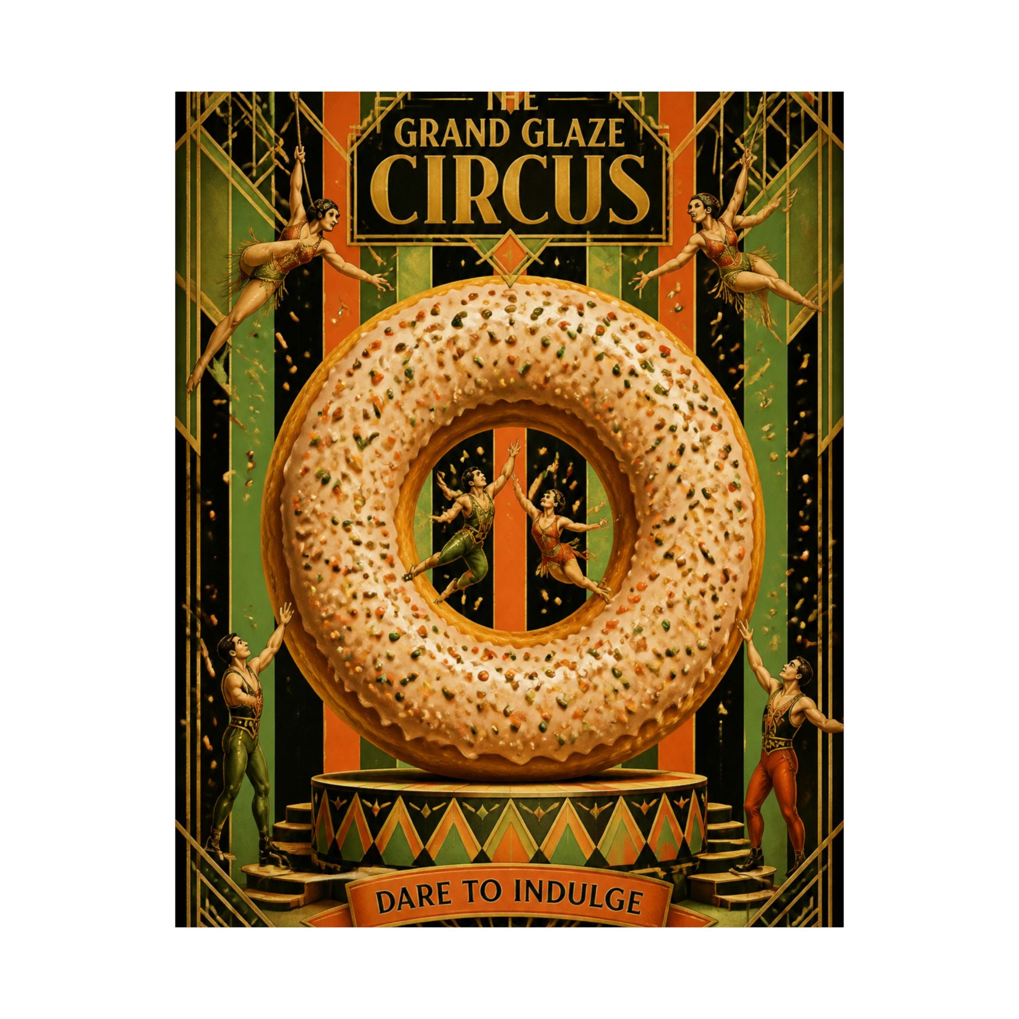 Donut Circus Ring Wall Art Poster 18×24 Art Deco Entryway Decor Maximalist Print