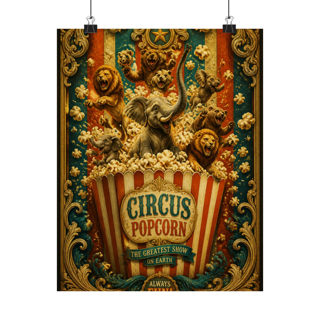 Popcorn Box Animals Wall Art Poster 24×36 Baroque Studio Decor Maximalist Print