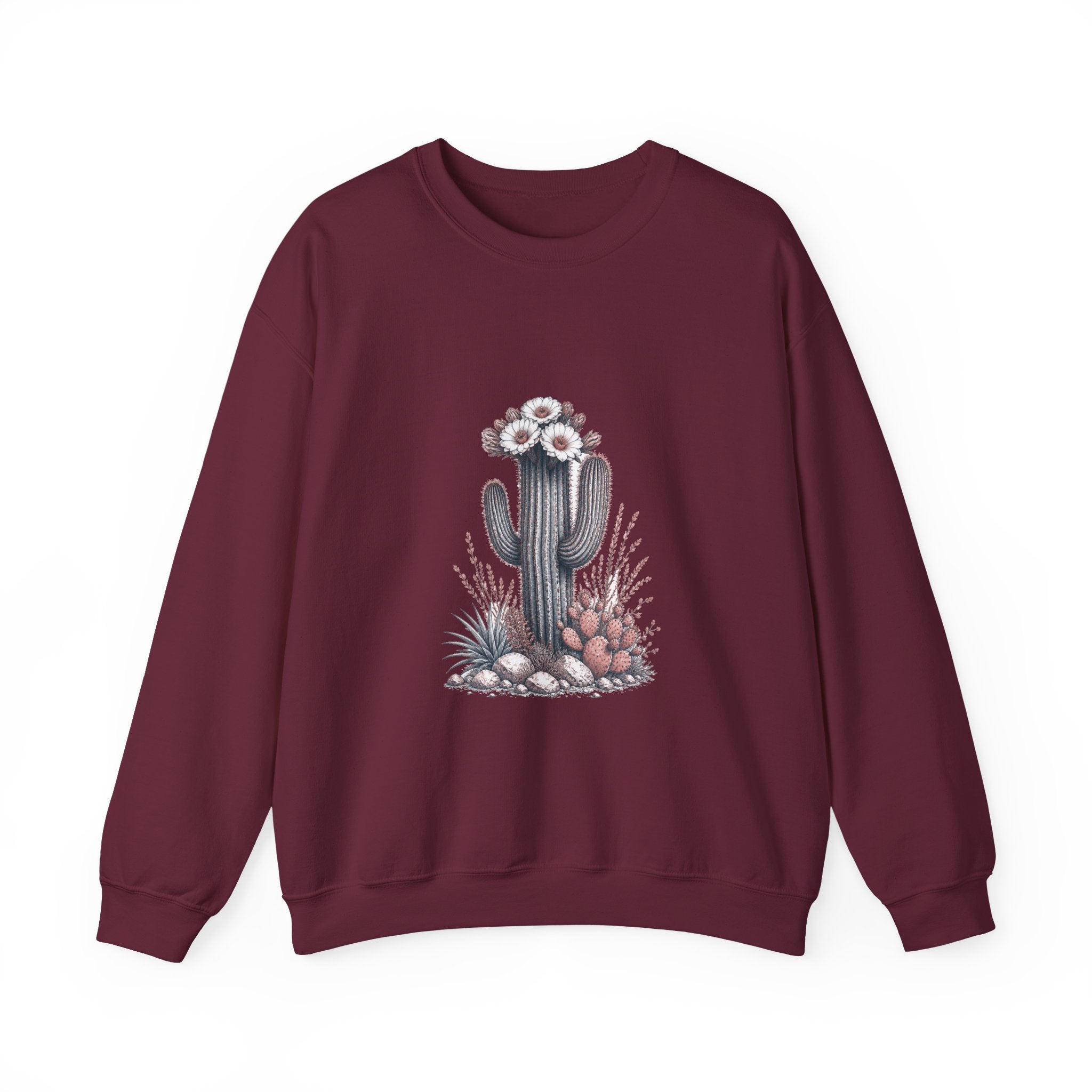 Matching Couple Sweatshirt - Desert & Rainforest Matching Couple Premium Fleece Sweatshirt Hand-Drawn Art His Hers Anniversary Gift - Design A