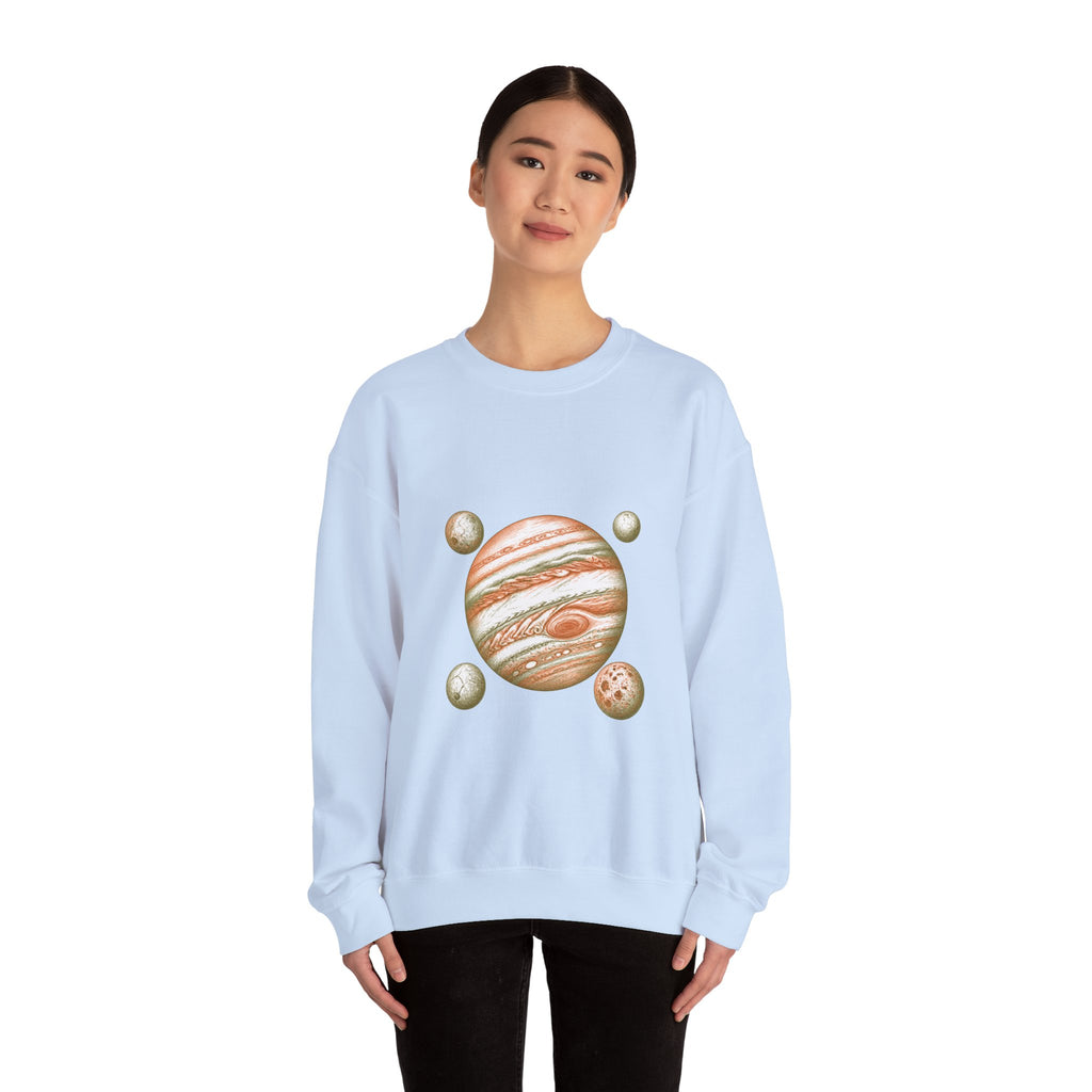 Matching Couple Sweatshirt - Saturn & Jupiter Matching Couple Comfort Colors Crew Hand-Drawn Art His Hers Anniversary Gift - Design B
