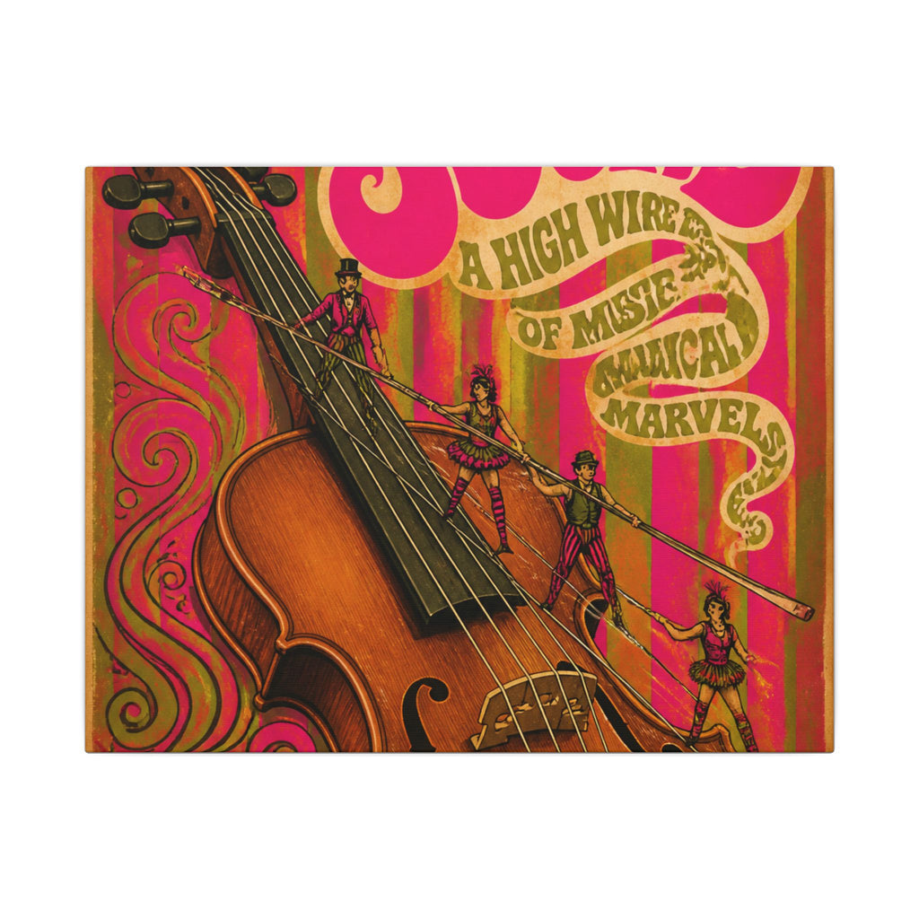 Violin Tightrope Bridge Wall Art Canvas 24×36 Psychedelic Dining Room Decor Maximalist Print
