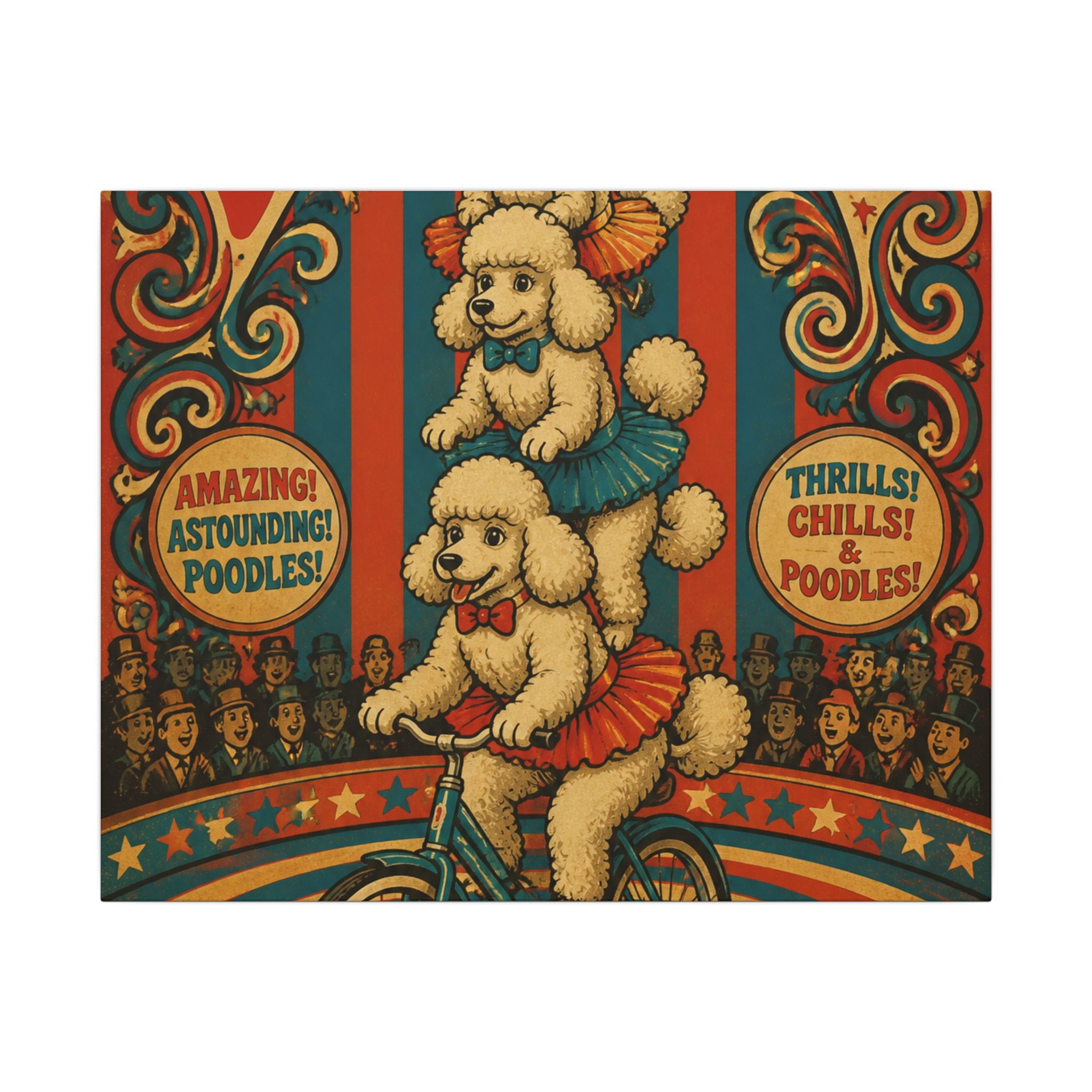 Poodle Stack Bicycle Wall Art Canvas 16×20 Psychedelic Cafe Decor Maximalist Print