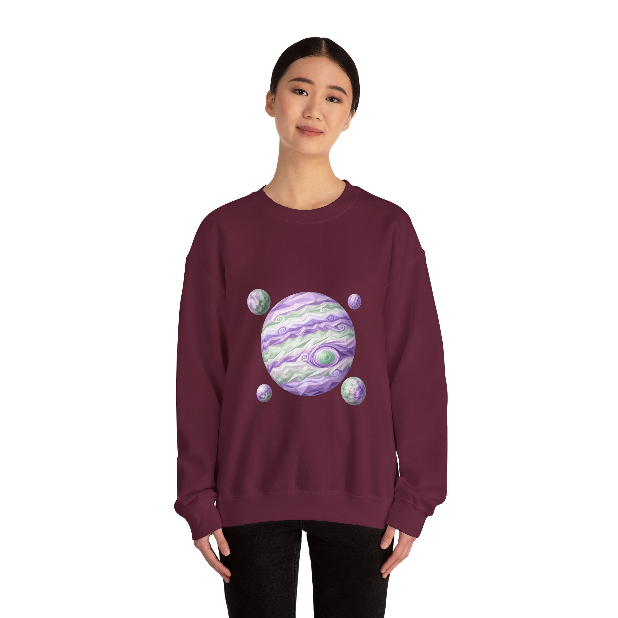 Matching Couple Sweatshirt - Saturn & Jupiter Matching Couple Crewneck Sweatshirt Geometric Art His Hers Couple Gift - Design B