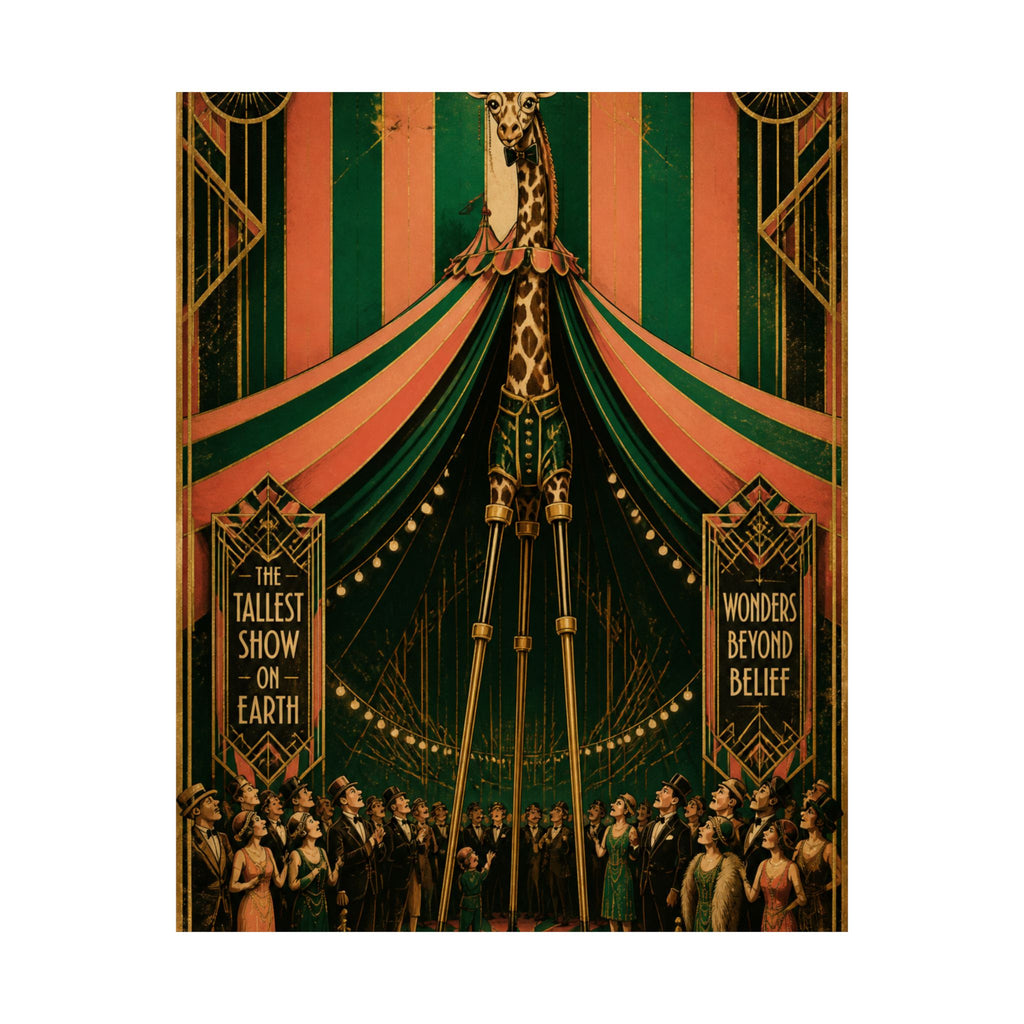 Giraffe on Stilts Wall Art Poster 24×36 Art Deco Bar Area Decor Maximalist Print