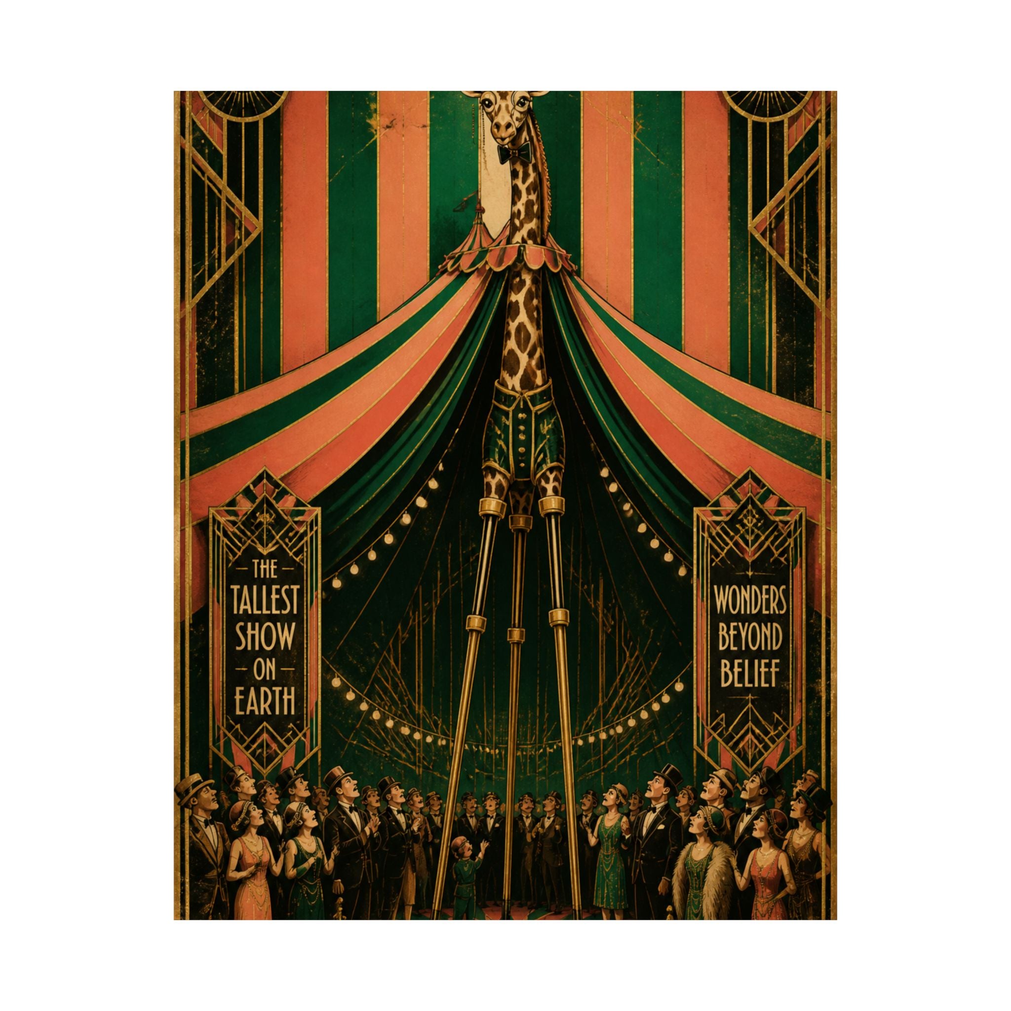 Giraffe on Stilts Wall Art Poster 24×36 Art Deco Bar Area Decor Maximalist Print