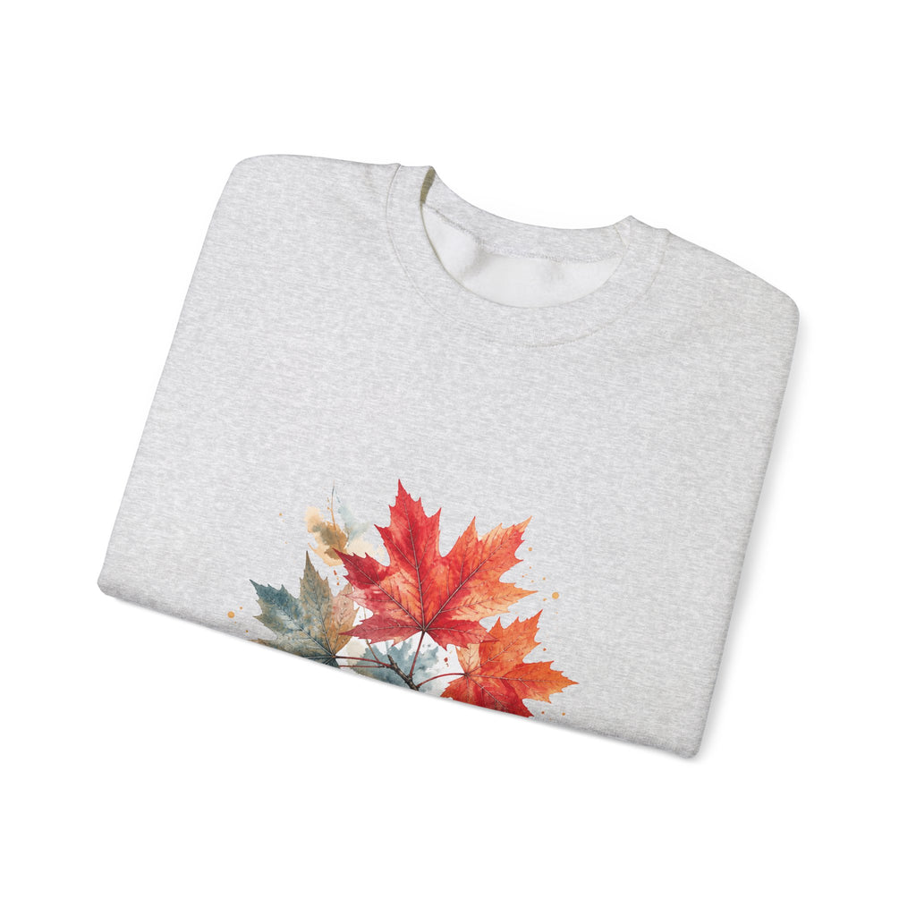 Matching Couple Sweatshirt - Cherry Blossom & Maple Leaf Matching Couple Crewneck Sweatshirt Watercolor Art His Hers Engagement Gift - Design B