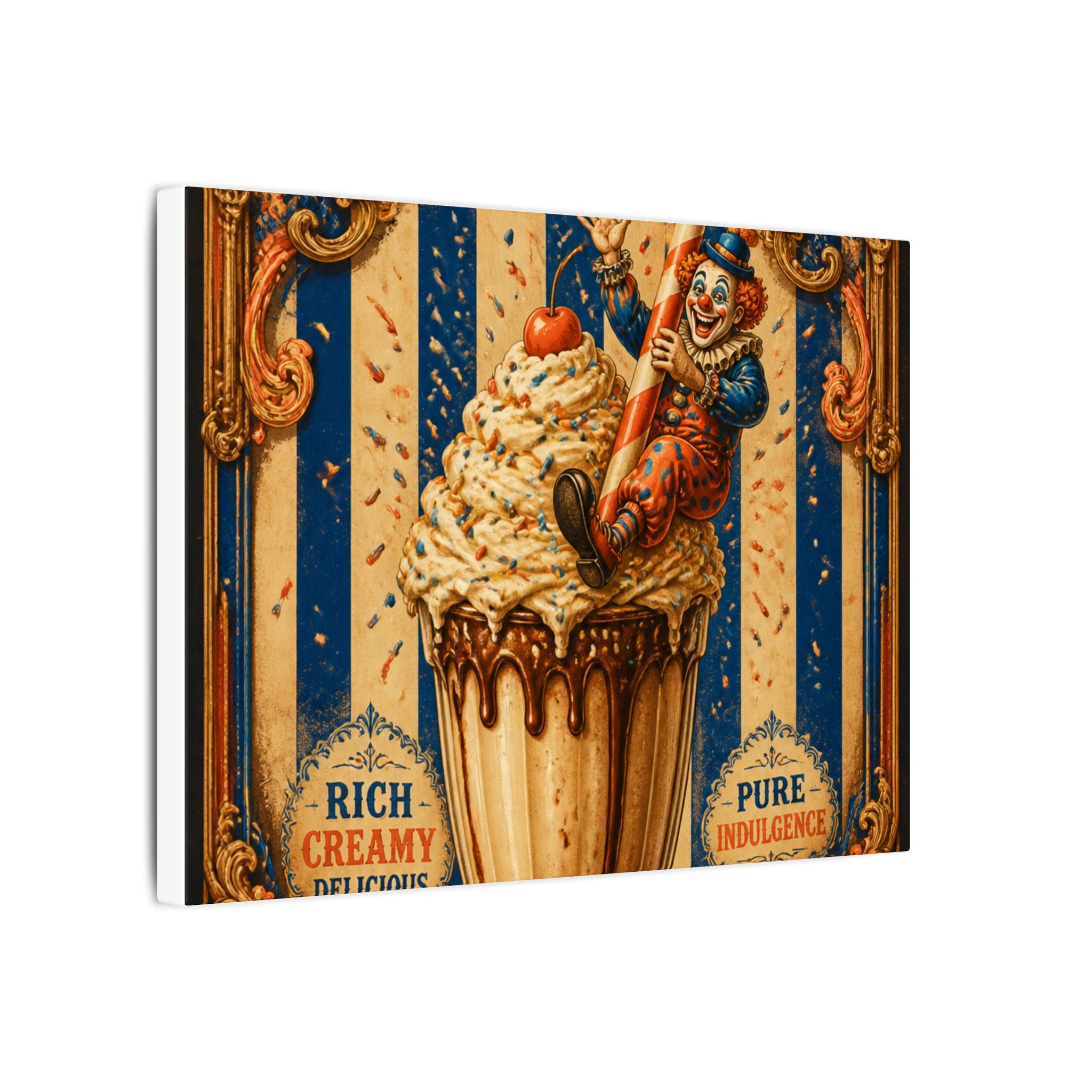 Milkshake Slide Clown Wall Art Canvas 16×20 Baroque Home Office Decor Maximalist Print