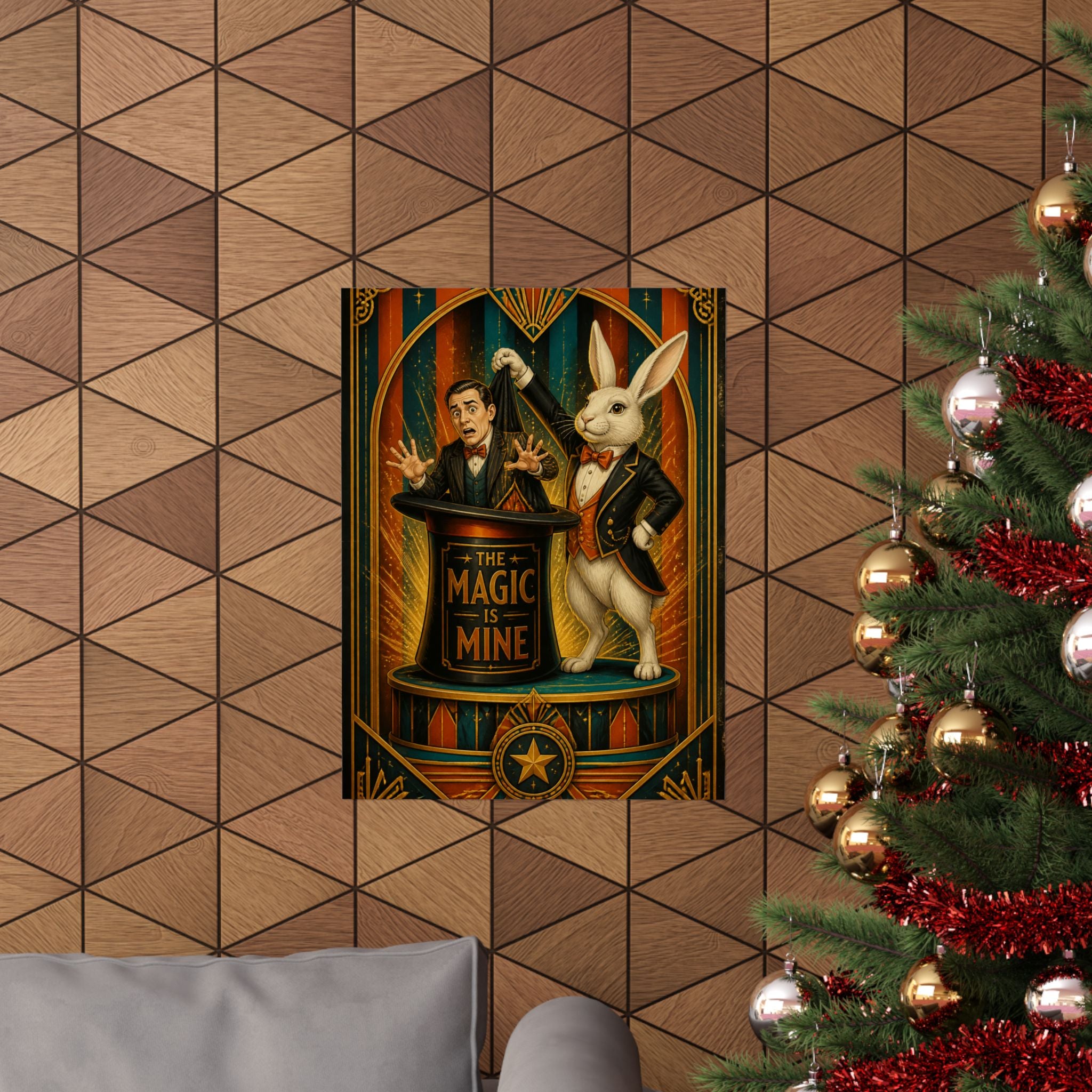 Magic Hat Rabbit Wall Art Poster 24×36 Art Deco Bar Area Decor Maximalist Print
