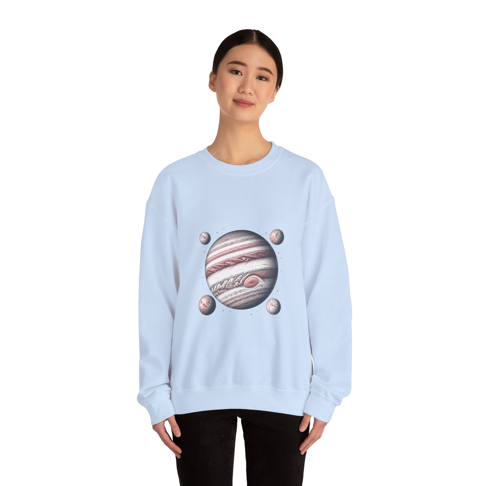 Matching Couple Sweatshirt - Saturn & Jupiter Matching Couple Crewneck Sweatshirt Hand-Drawn Art His Hers Best Friend Gift - Design B