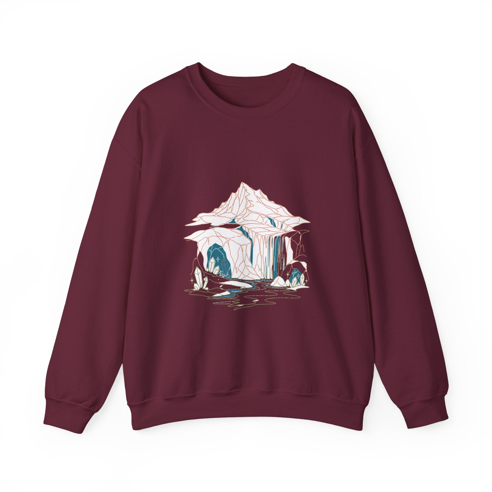 Matching Couple Sweatshirt - Volcano & Glacier Matching Couple Crewneck Sweatshirt Minimalist Art His Hers Valentine Gift - Design B