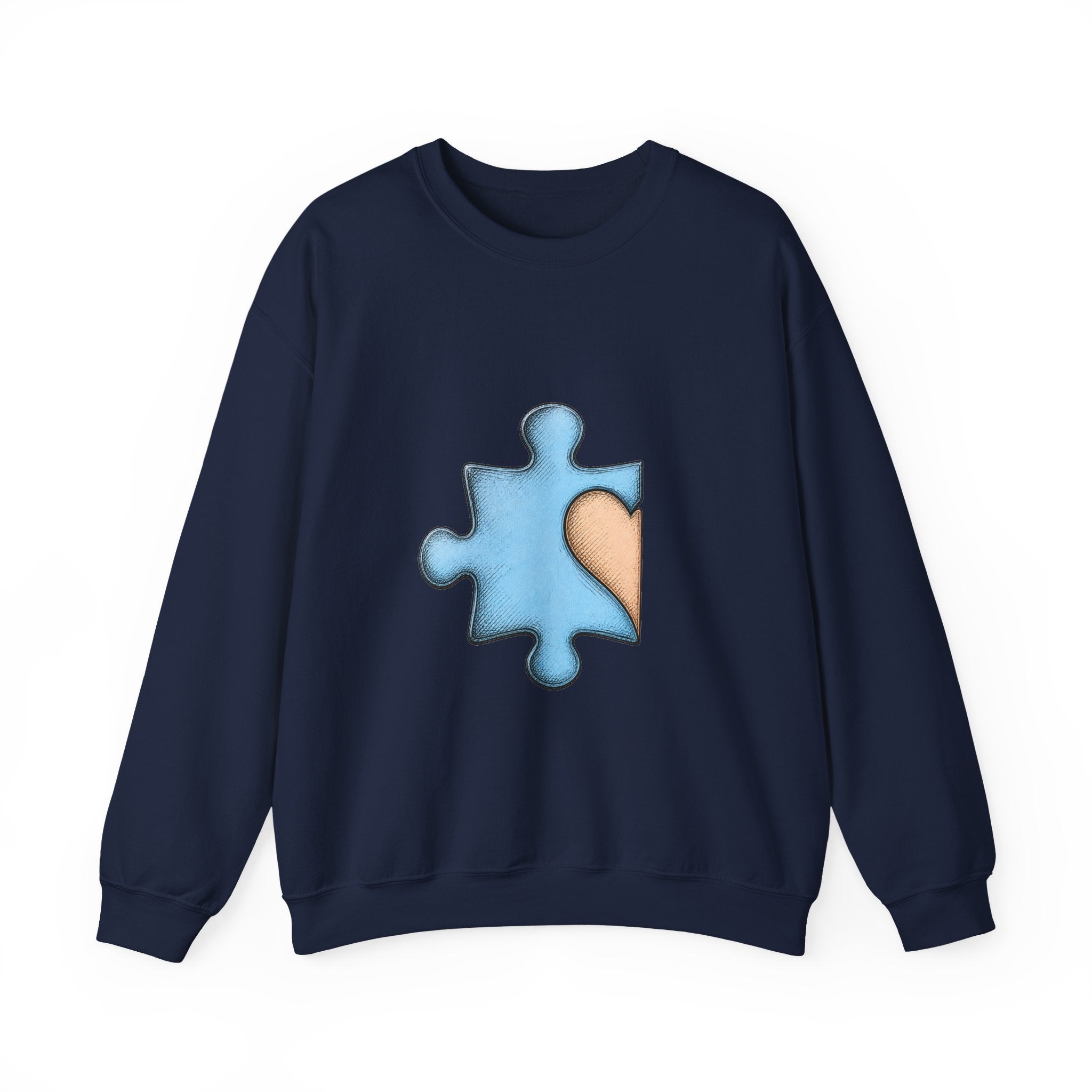 Matching Couple Sweatshirt - Puzzle Pieces Matching Couple Crewneck Sweatshirt Hand-Drawn Art His Hers Best Friend Gift - Design A