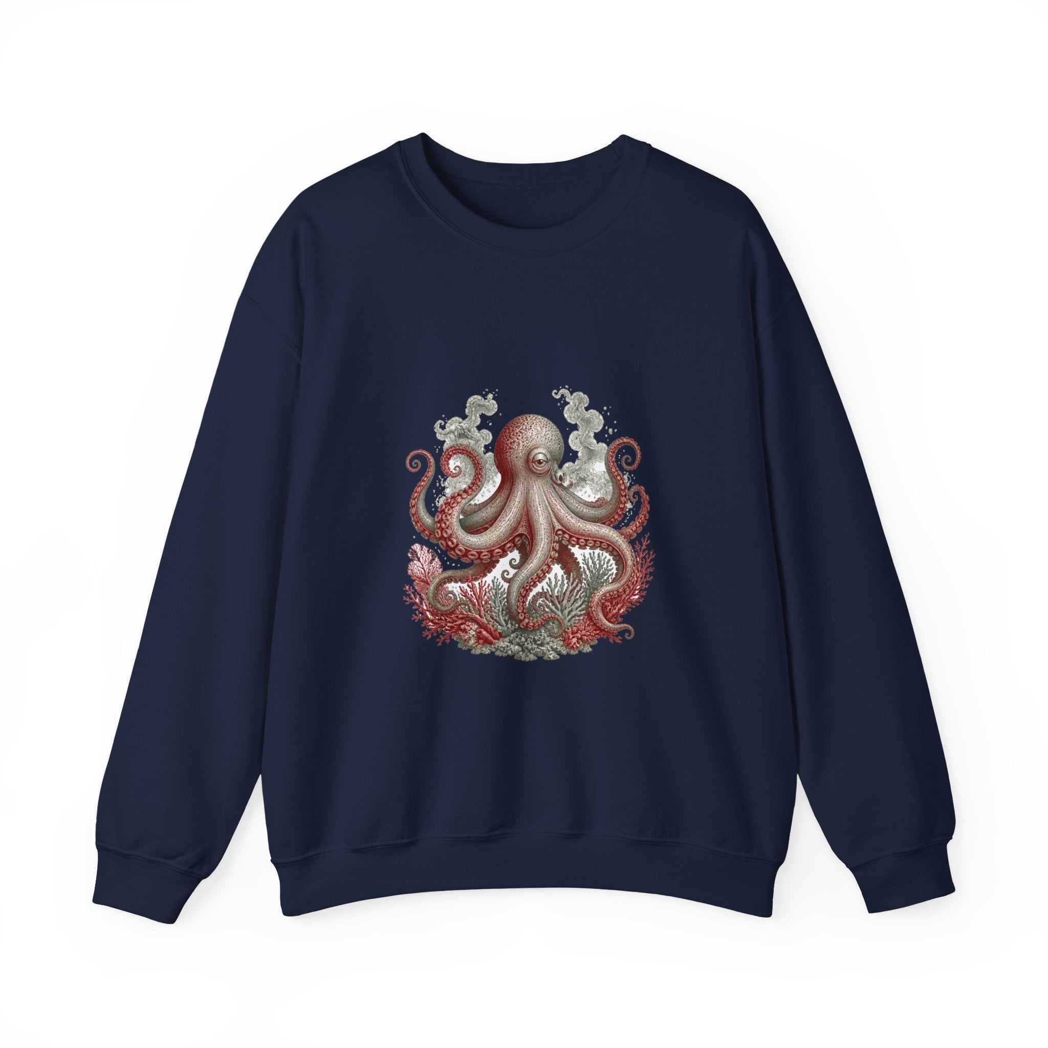 Matching Couple Sweatshirt - Octopus & Jellyfish Matching Couple Crewneck Sweatshirt Vintage Art His Hers Wedding Gift - Design A