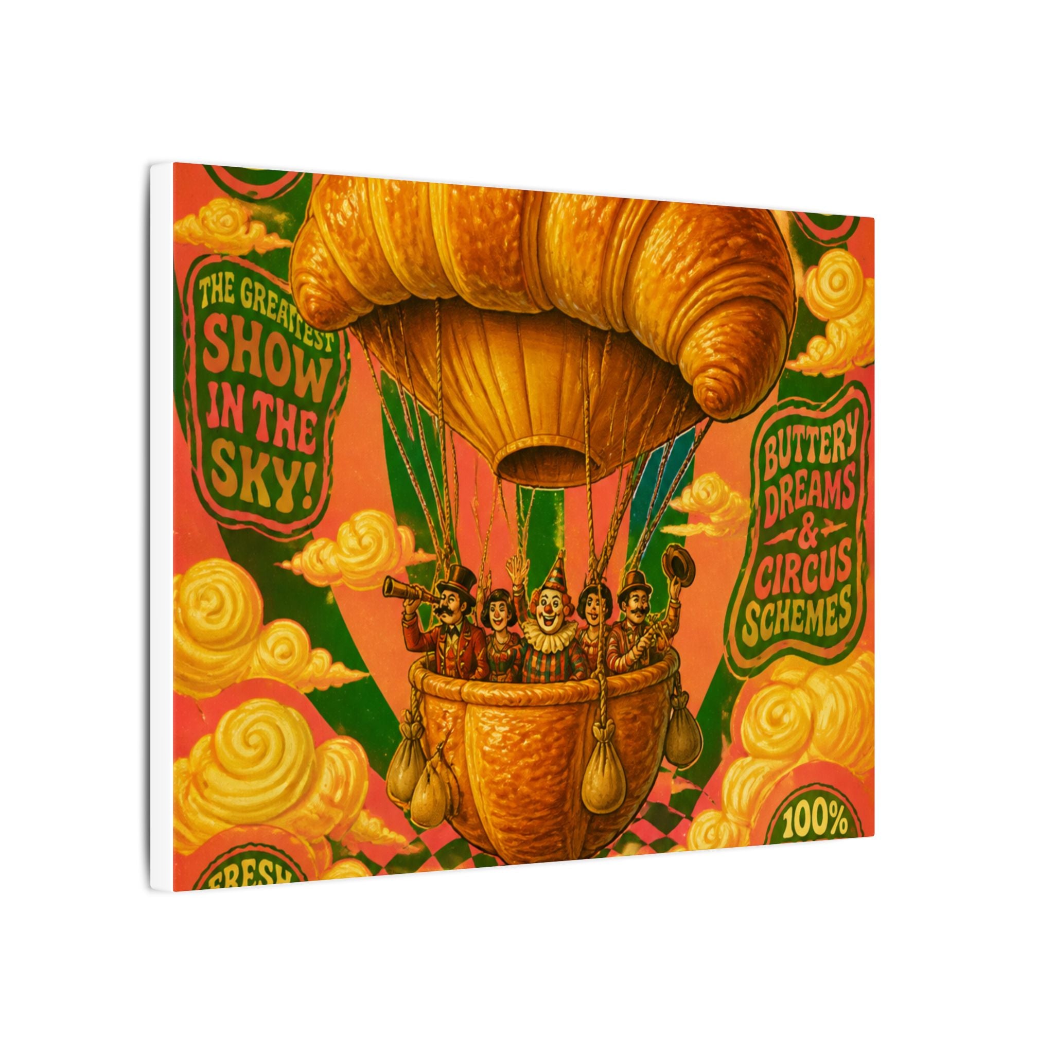 Croissant Hot Air Balloon Wall Art Canvas 24×36 Psychedelic Dining Room Decor Maximalist Print