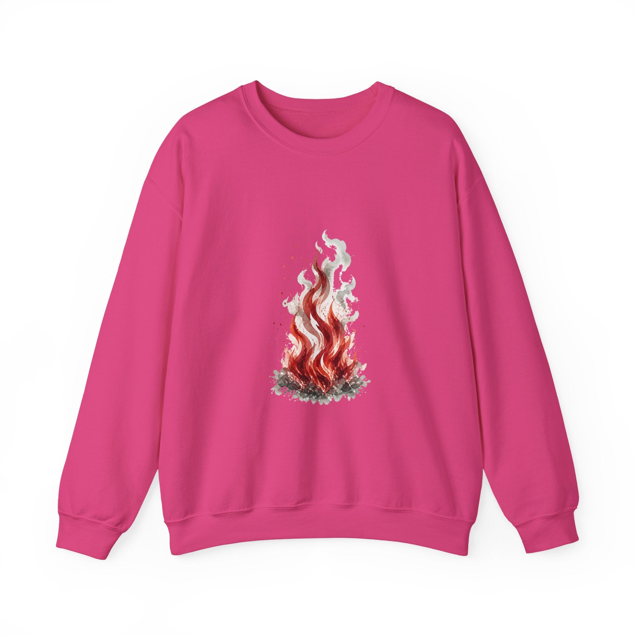 Matching Couple Sweatshirt - Wildfire & Waterfall Matching Couple Crewneck Sweatshirt Watercolor Art His Hers Engagement Gift - Design A
