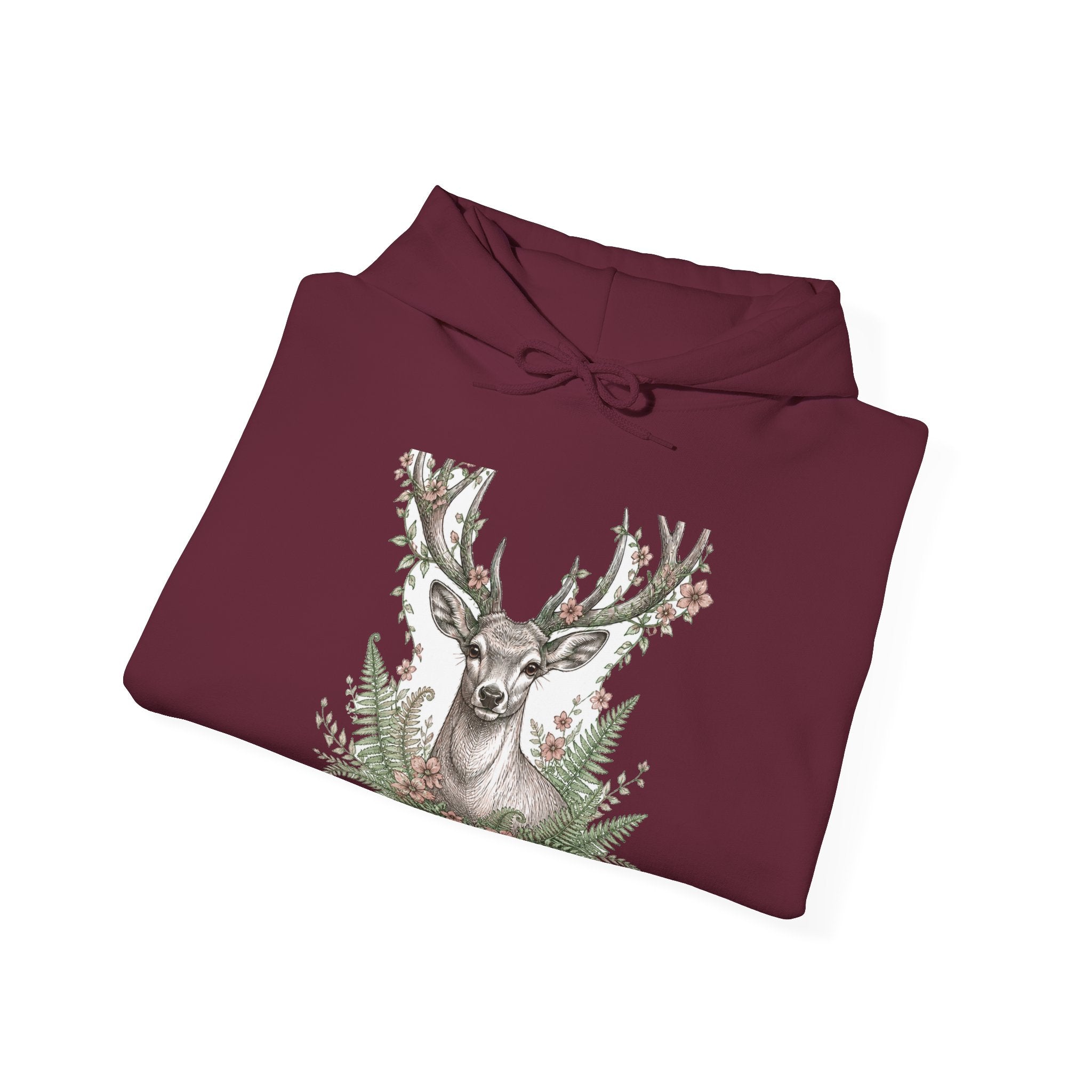 Matching Couple Sweatshirt - Bear & Deer Matching Couple Hooded Sweatshirt Hand-Drawn Art His Hers Best Friend Gift - Design B