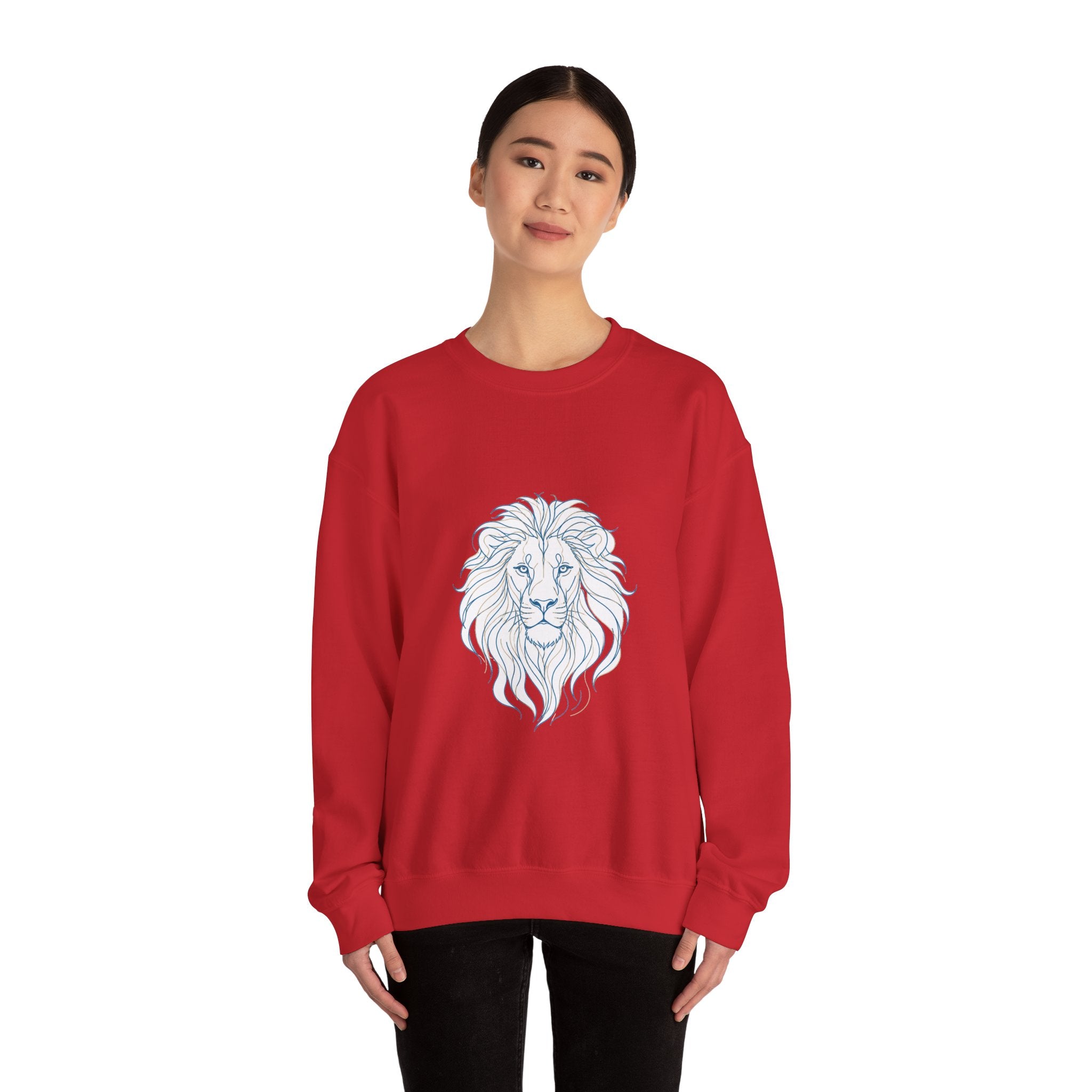 Matching Couple Sweatshirt - Lion & Lamb Matching Couple Crewneck Sweatshirt Minimalist Art His Hers Valentine Gift - Design A