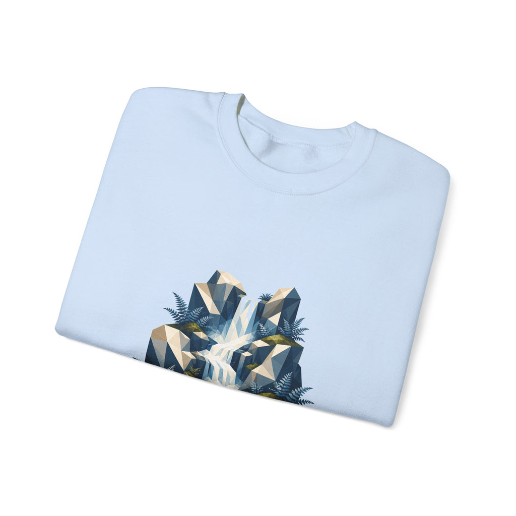 Matching Couple Sweatshirt - Wildfire & Waterfall Matching Couple Crewneck Sweatshirt Geometric Art His Hers Couple Gift - Design B