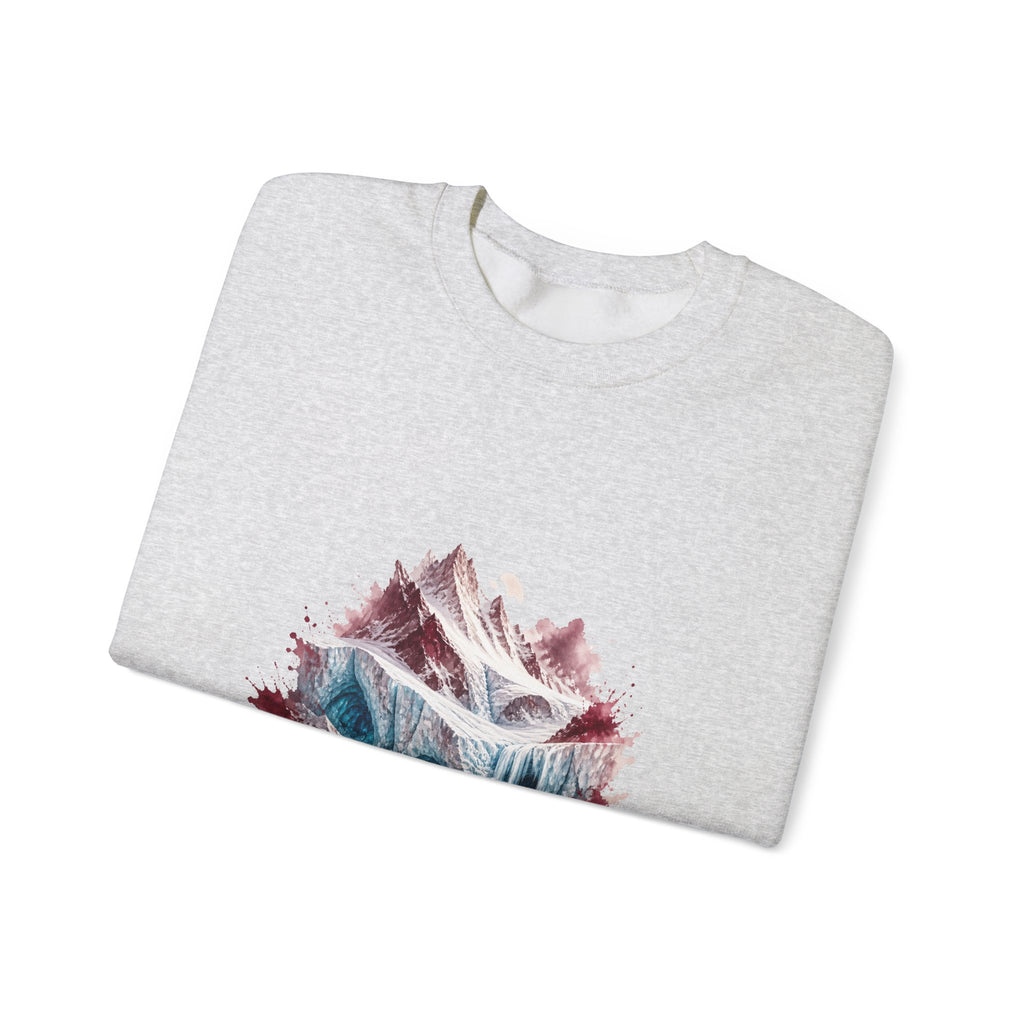 Matching Couple Sweatshirt - Volcano & Glacier Matching Couple Comfort Colors Crew Watercolor Art His Hers Birthday Gift - Design B