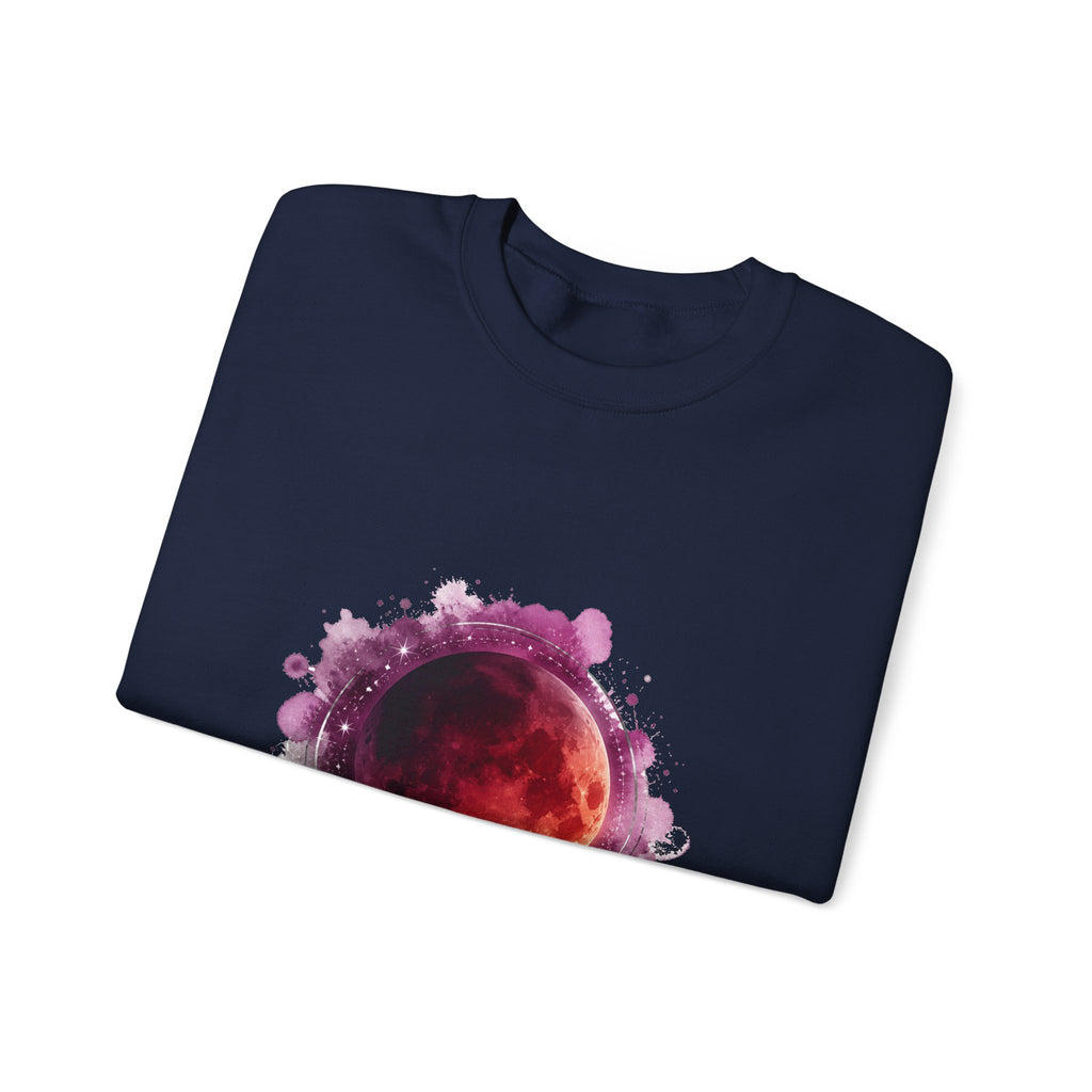 Matching Couple Sweatshirt - Solar & Lunar Eclipse Matching Couple Premium Fleece Sweatshirt Watercolor Art His Hers Birthday Gift - Design B