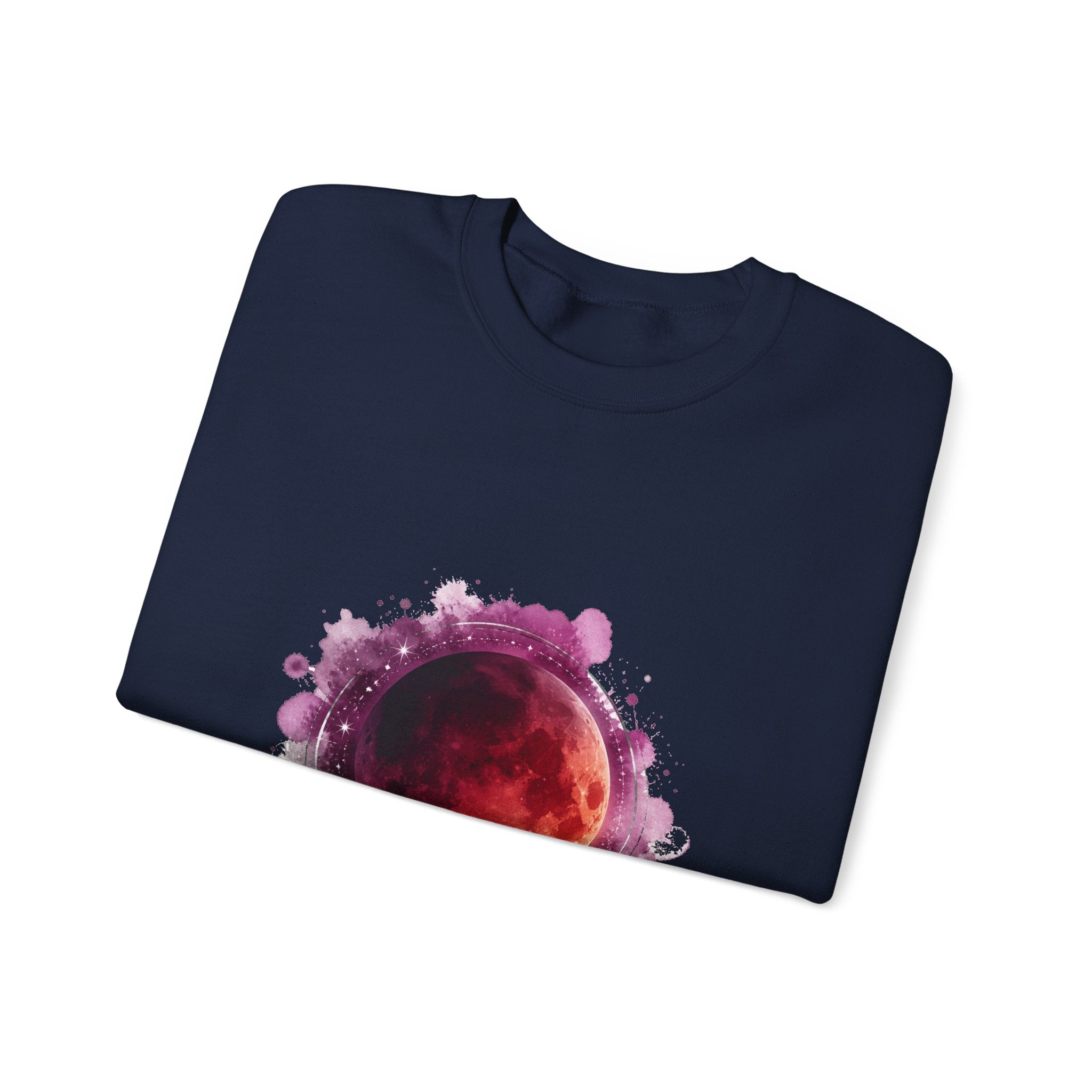 Matching Couple Sweatshirt - Solar & Lunar Eclipse Matching Couple Premium Fleece Sweatshirt Watercolor Art His Hers Birthday Gift - Design B