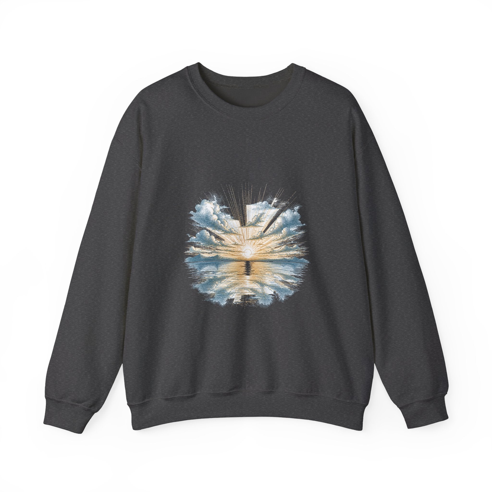 Matching Couple Sweatshirt - Sunrise & Sunset Matching Couple Comfort Colors Crew Hand-Drawn Art His Hers Anniversary Gift - Design A