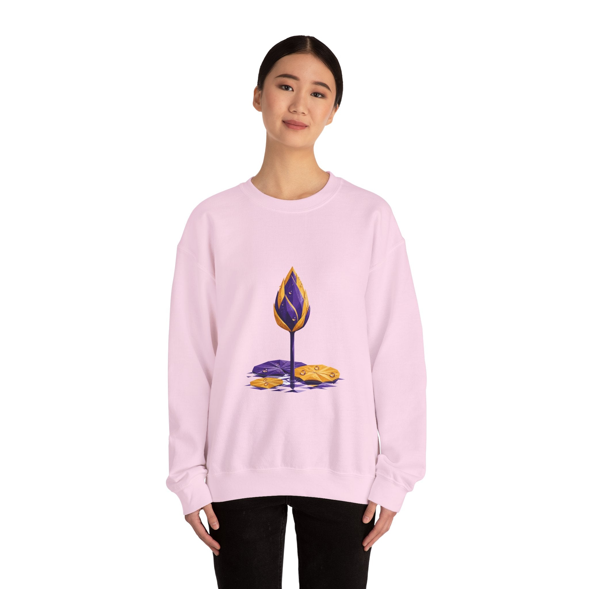 Matching Couple Sweatshirt - Open & Closed Lotus Matching Couple Comfort Colors Crew Geometric Art His Hers Love Gift - Design B
