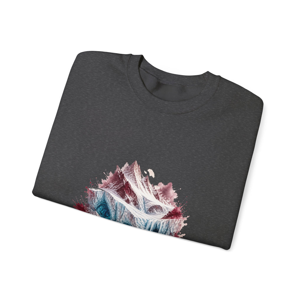 Matching Couple Sweatshirt - Volcano & Glacier Matching Couple Comfort Colors Crew Watercolor Art His Hers Birthday Gift - Design B