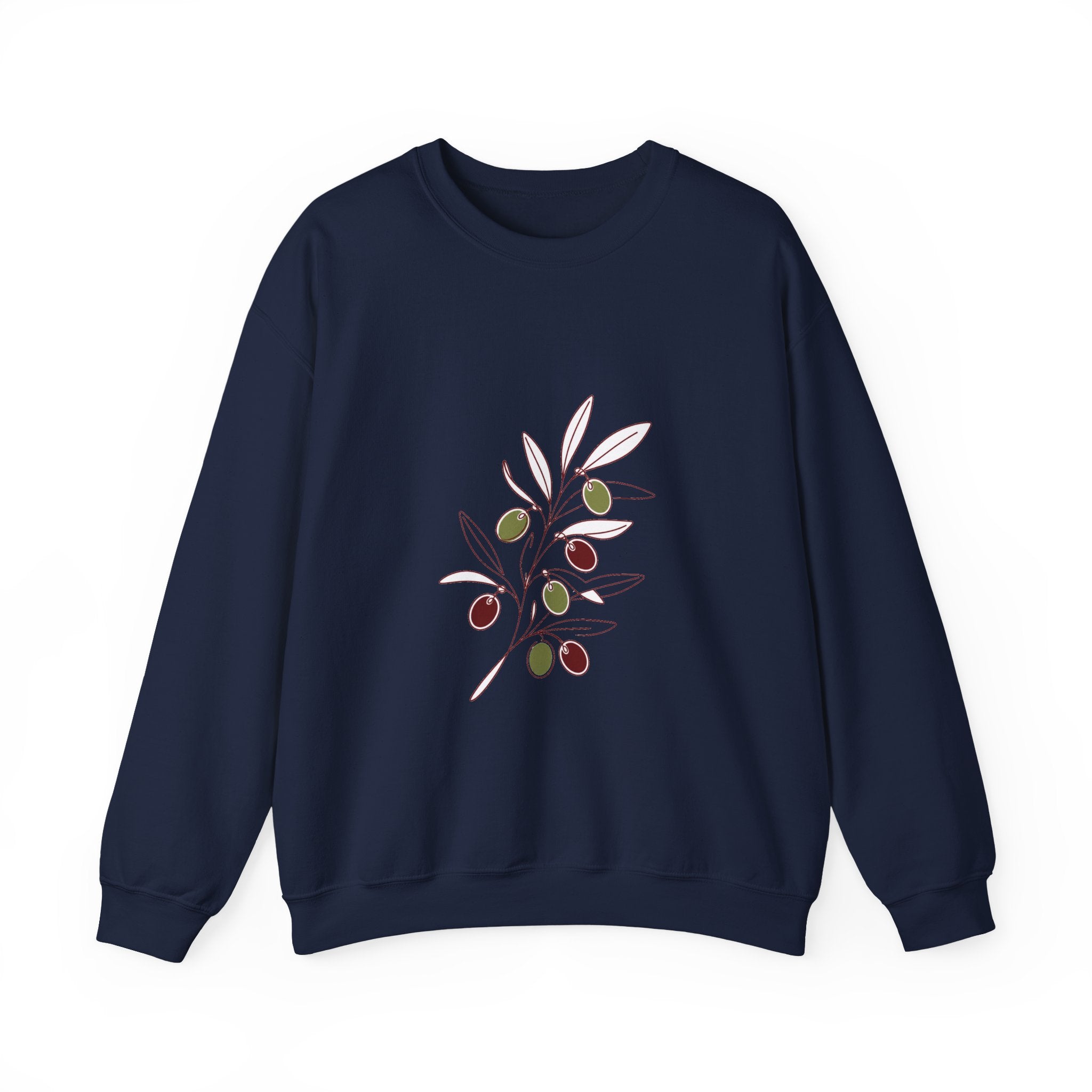 Matching Couple Sweatshirt - Olive Branch & Fig Matching Couple Crewneck Sweatshirt Minimalist Art His Hers Valentine Gift - Design A
