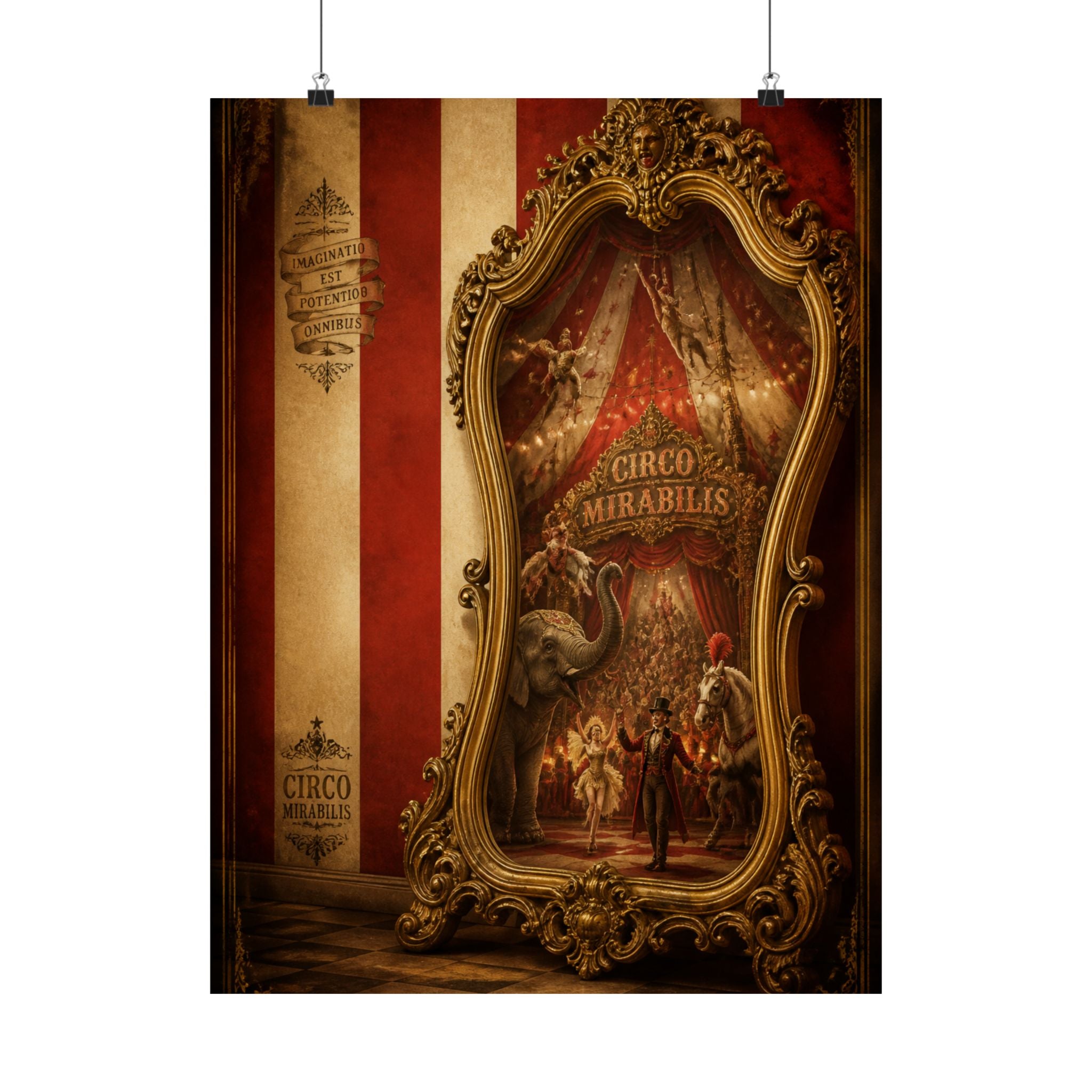 Vintage Mirror Circus Wall Art Poster 18×24 Baroque Home Office Decor Maximalist Print
