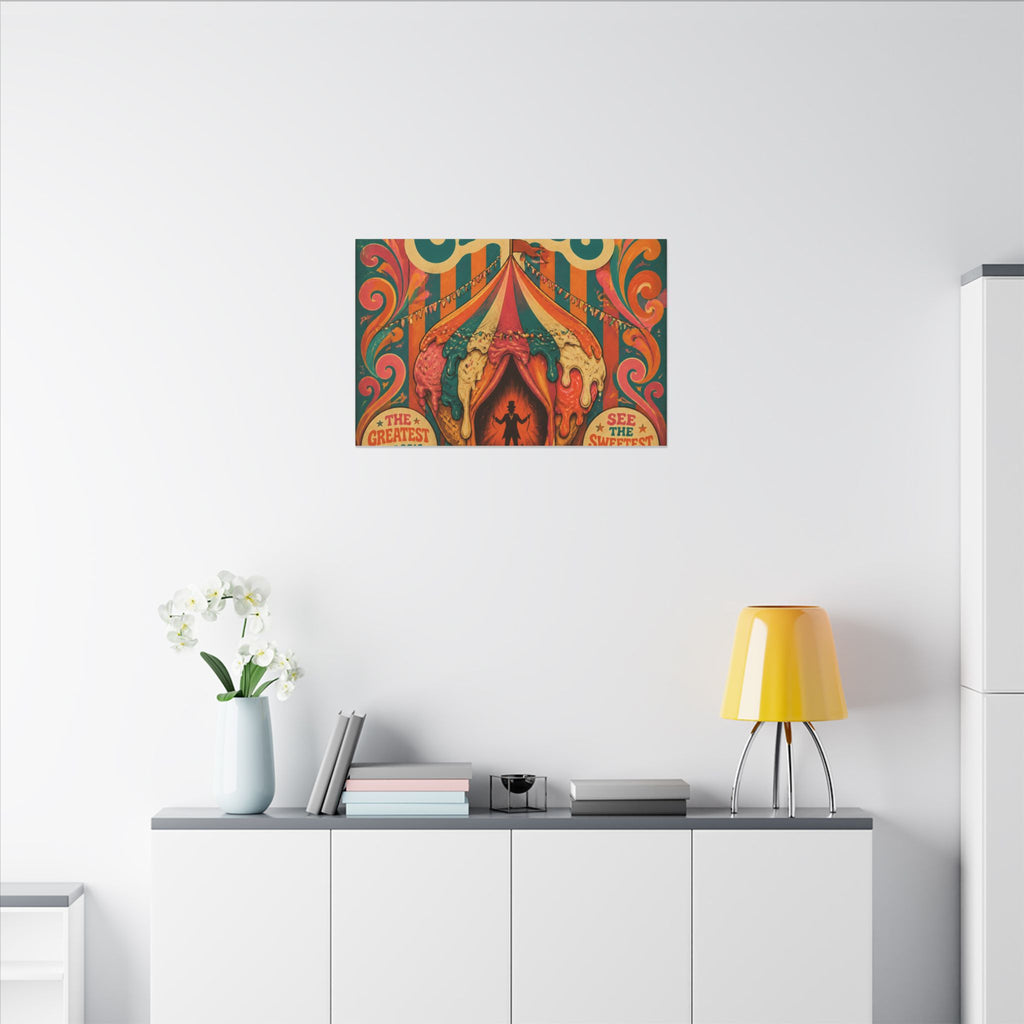 Ice Cream Cone Circus Tent Wall Art Canvas 24×36 Psychedelic Dining Room Decor Maximalist Print