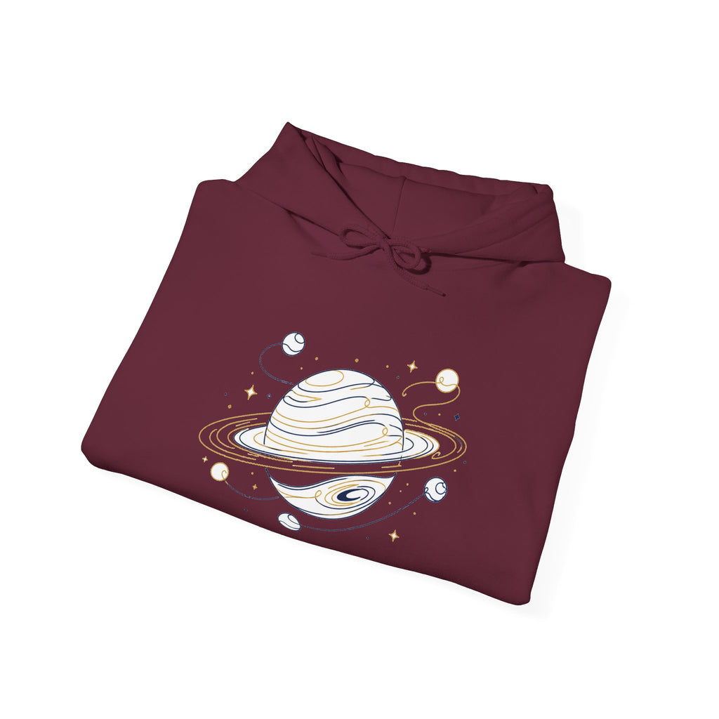 Matching Couple Sweatshirt - Astronaut & Planet Matching Couple Hooded Sweatshirt Minimalist Art His Hers Valentine Gift - Design B