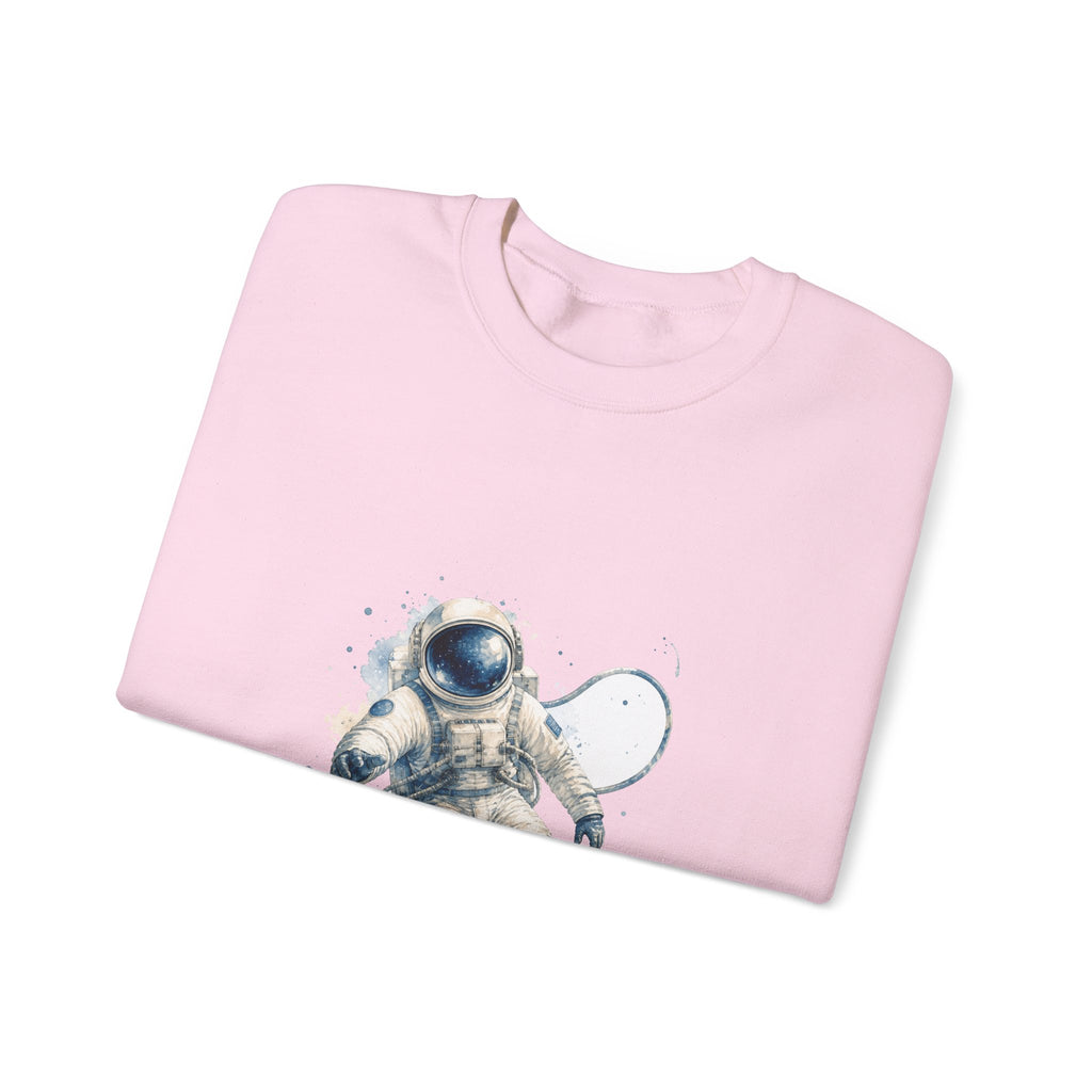 Matching Couple Sweatshirt - Astronaut & Planet Matching Couple Crewneck Sweatshirt Watercolor Art His Hers Engagement Gift - Design A