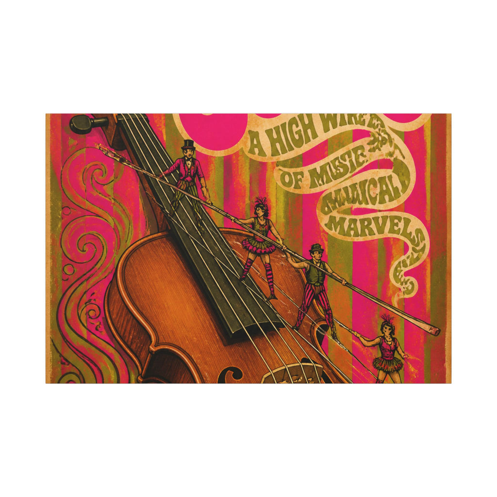 Violin Tightrope Bridge Wall Art Canvas 24×36 Psychedelic Dining Room Decor Maximalist Print